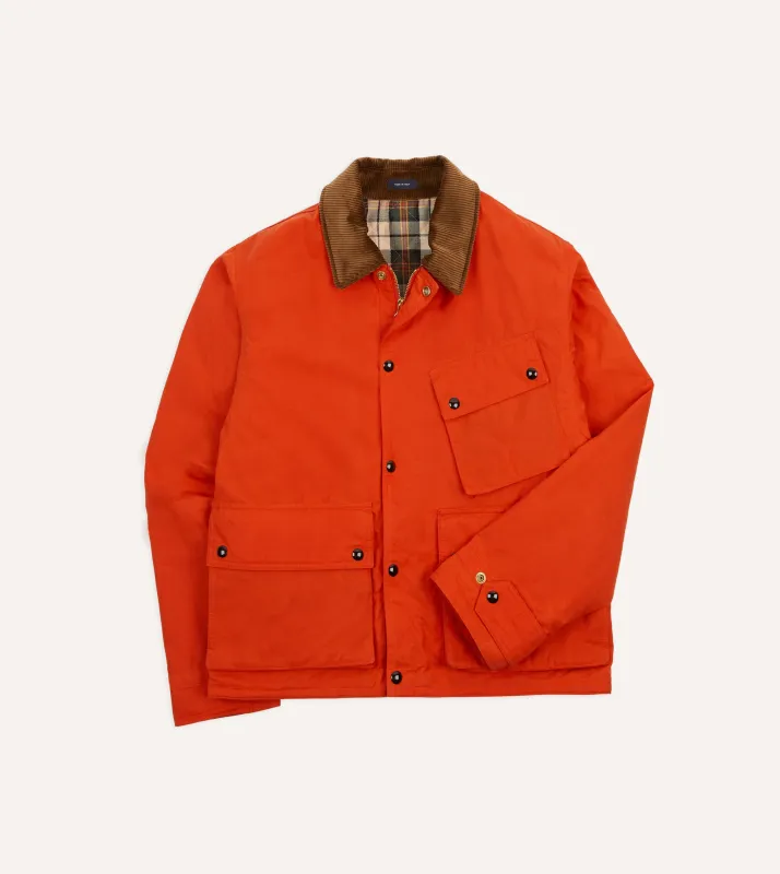 Orange Waxed Ripstop Cotton Wader Jacket sold by Drake's London