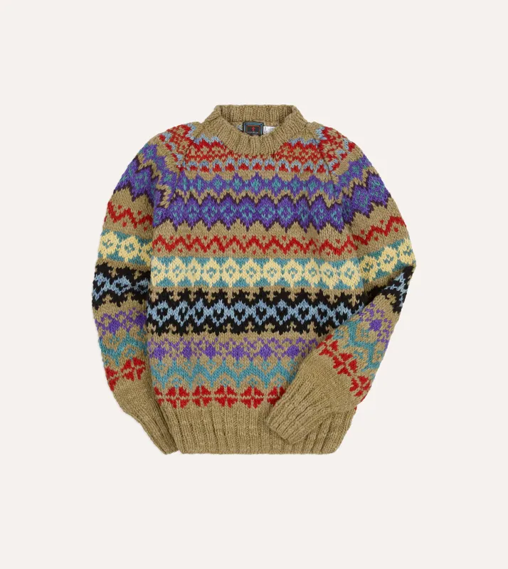 Chamula Green Fairisle Merino Jumper sold by Drake's London