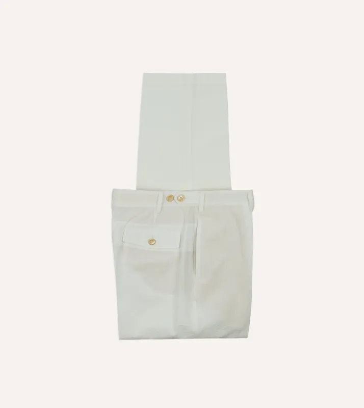 White Seersucker Games Trousers sold by Drake's London