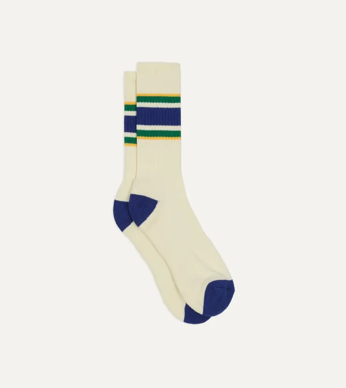 Blue, Yellow and Green Striped Sport Socks sold by Drake's London