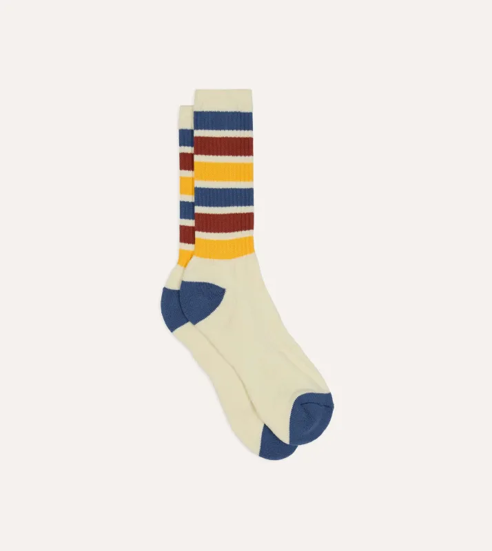 Blue, Red and Yellow Striped Sport Socks sold by Drake's London