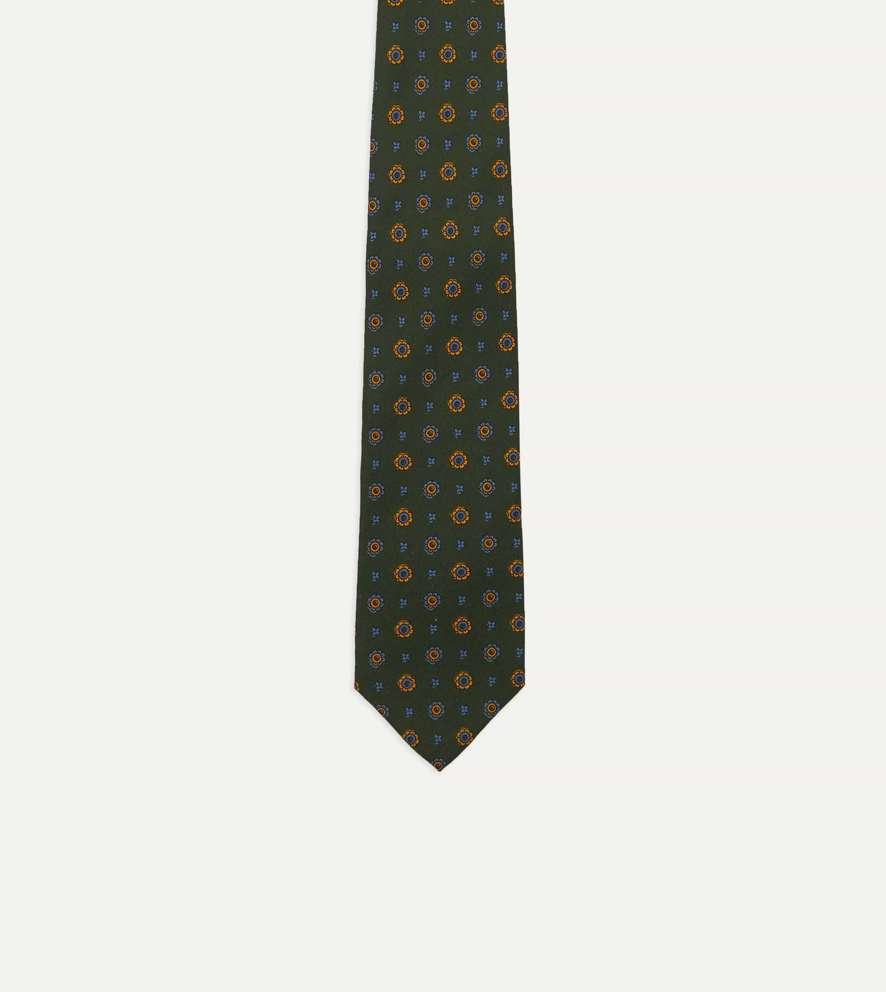 Green Medallion Print 36oz Madder Silk Self Tipped Tie sold by Drake's London product image thumbnail 4
