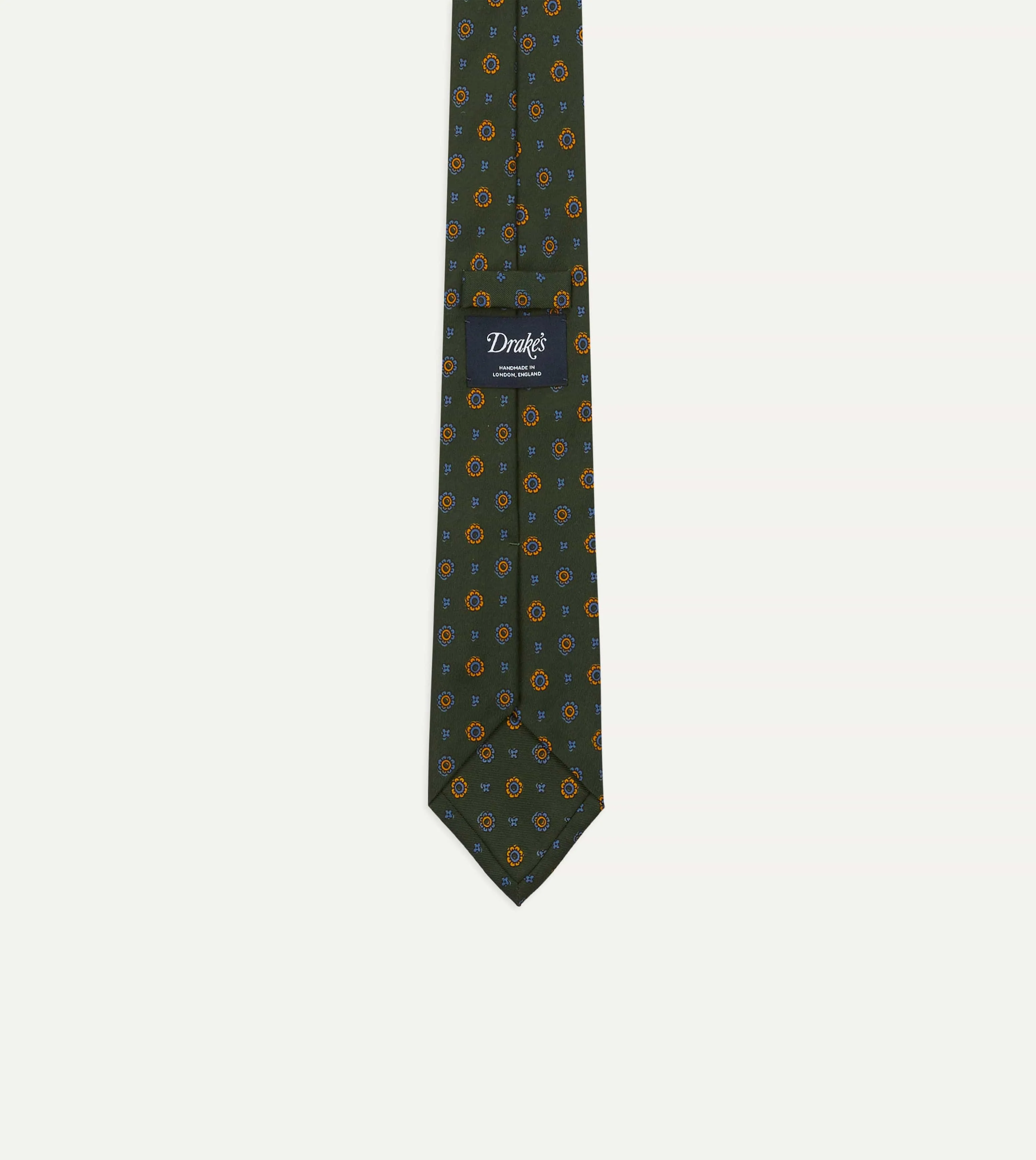 Green Medallion Print 36oz Madder Silk Self Tipped Tie sold by Drake's London product image thumbnail 3
