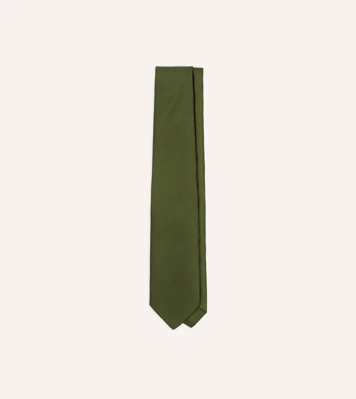 Green 50oz Silk Twill Tipped Tie sold by Drake's London
