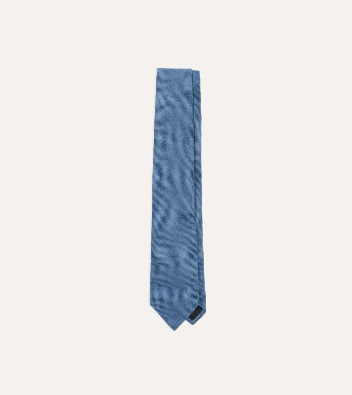 Blue Pure Cashmere Solid Tipped Tie sold by Drake's London
