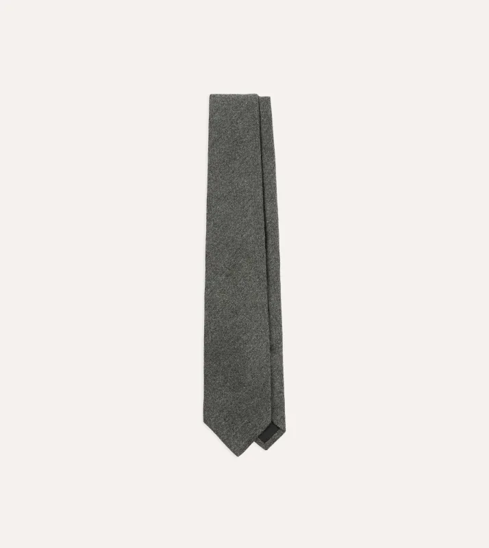 Grey Pure Cashmere Solid Tipped Tie sold by Drake's London