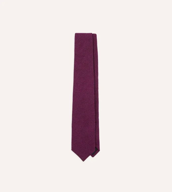 Fuchsia Pure Cashmere Solid Tipped Tie sold by Drake's London