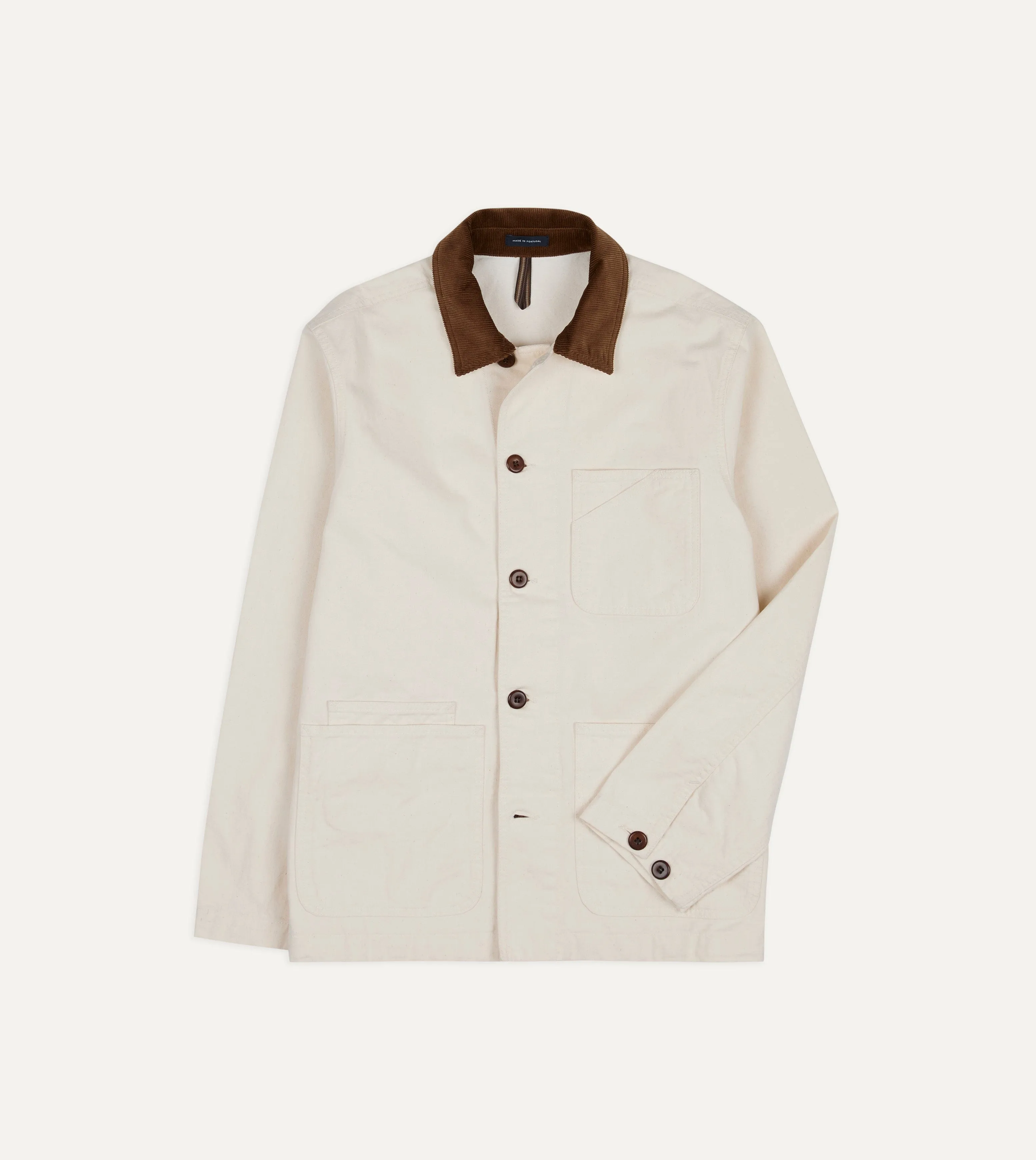 Ecru Cotton Twill Fatigue Jacket sold by Drake's London