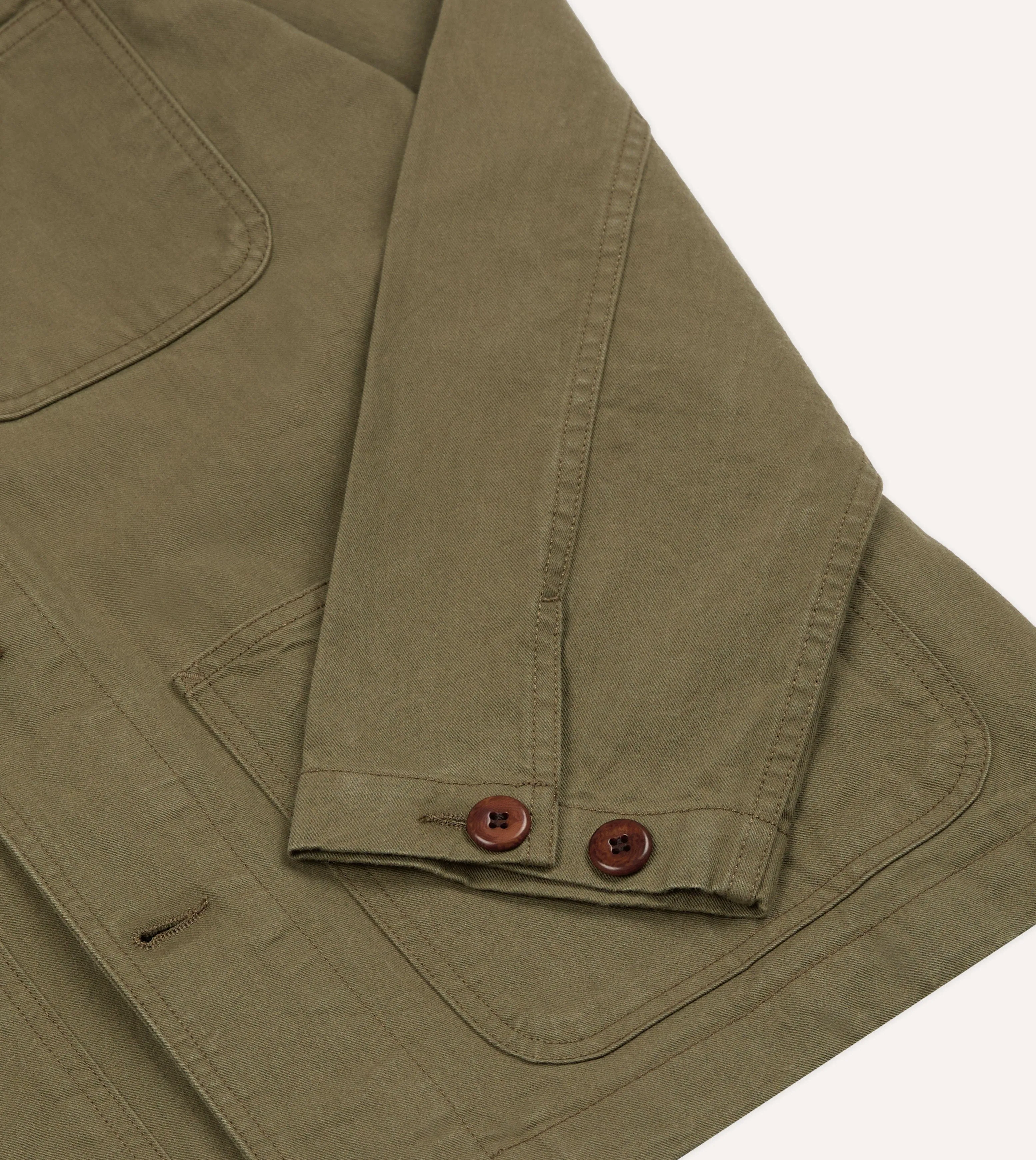 Khaki Cotton Twill Fatigue Jacket sold by Drake's London product image thumbnail 5
