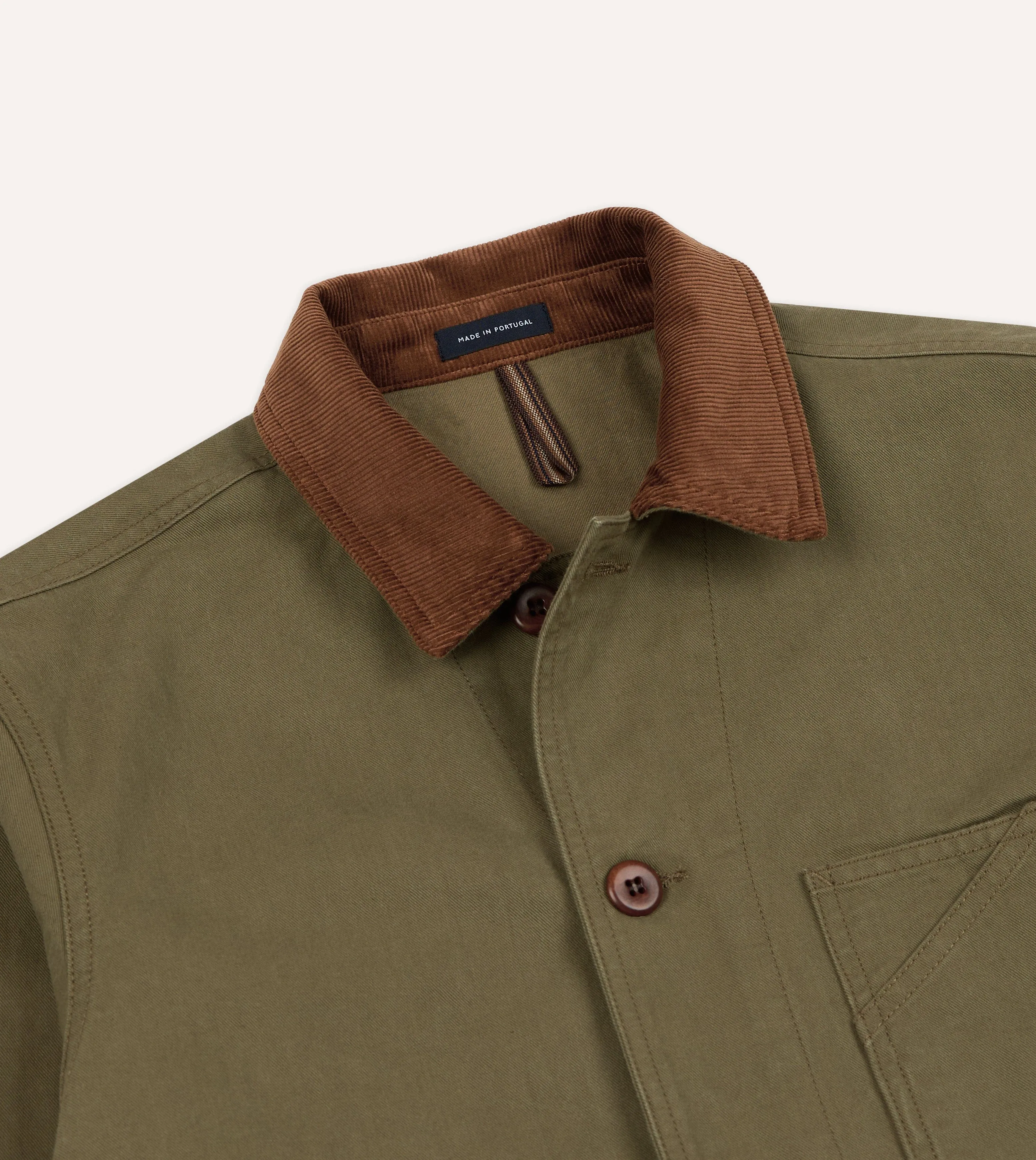 Khaki Cotton Twill Fatigue Jacket sold by Drake's London product image thumbnail 3