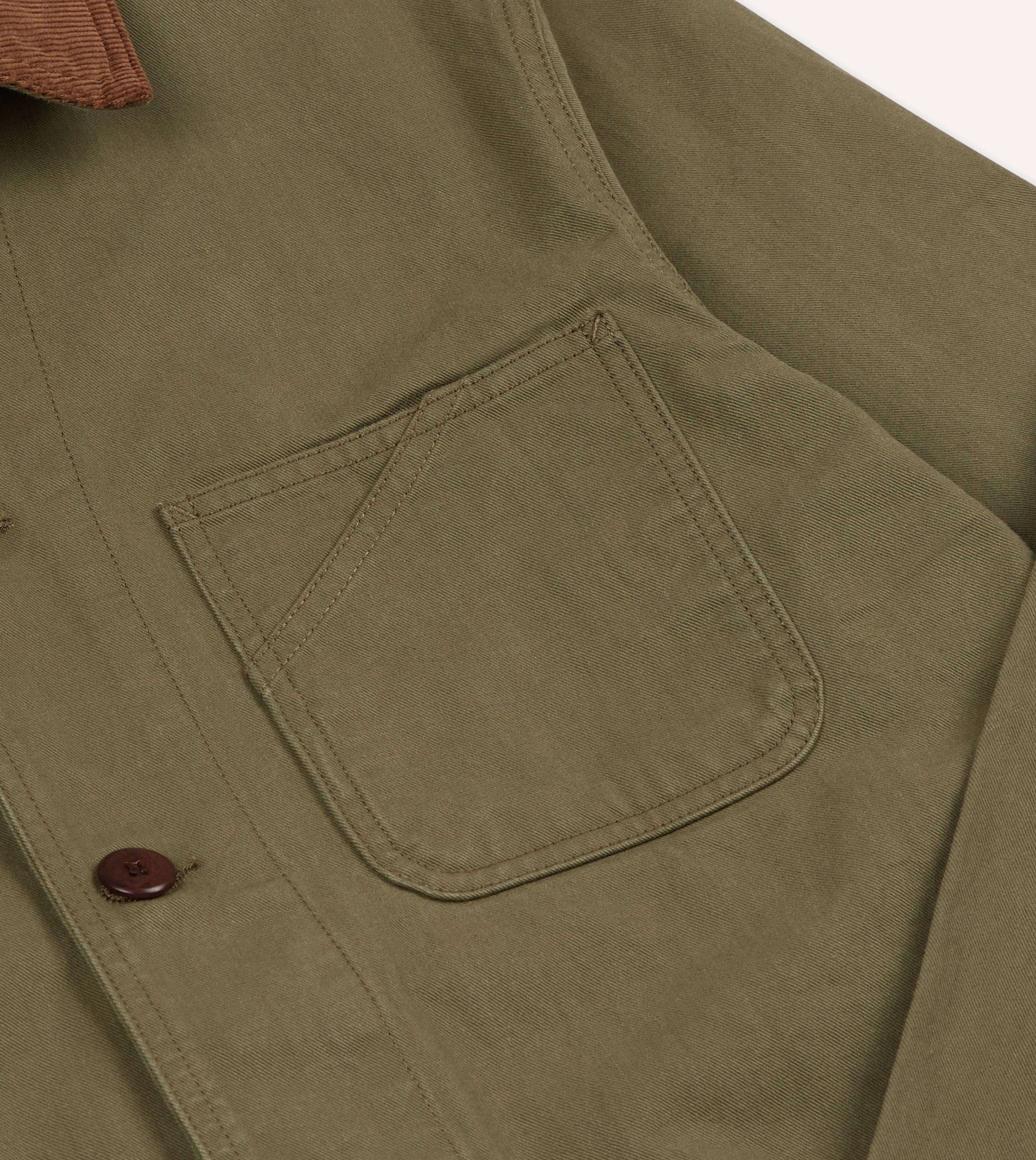 Khaki Cotton Twill Fatigue Jacket sold by Drake's London product image thumbnail 4