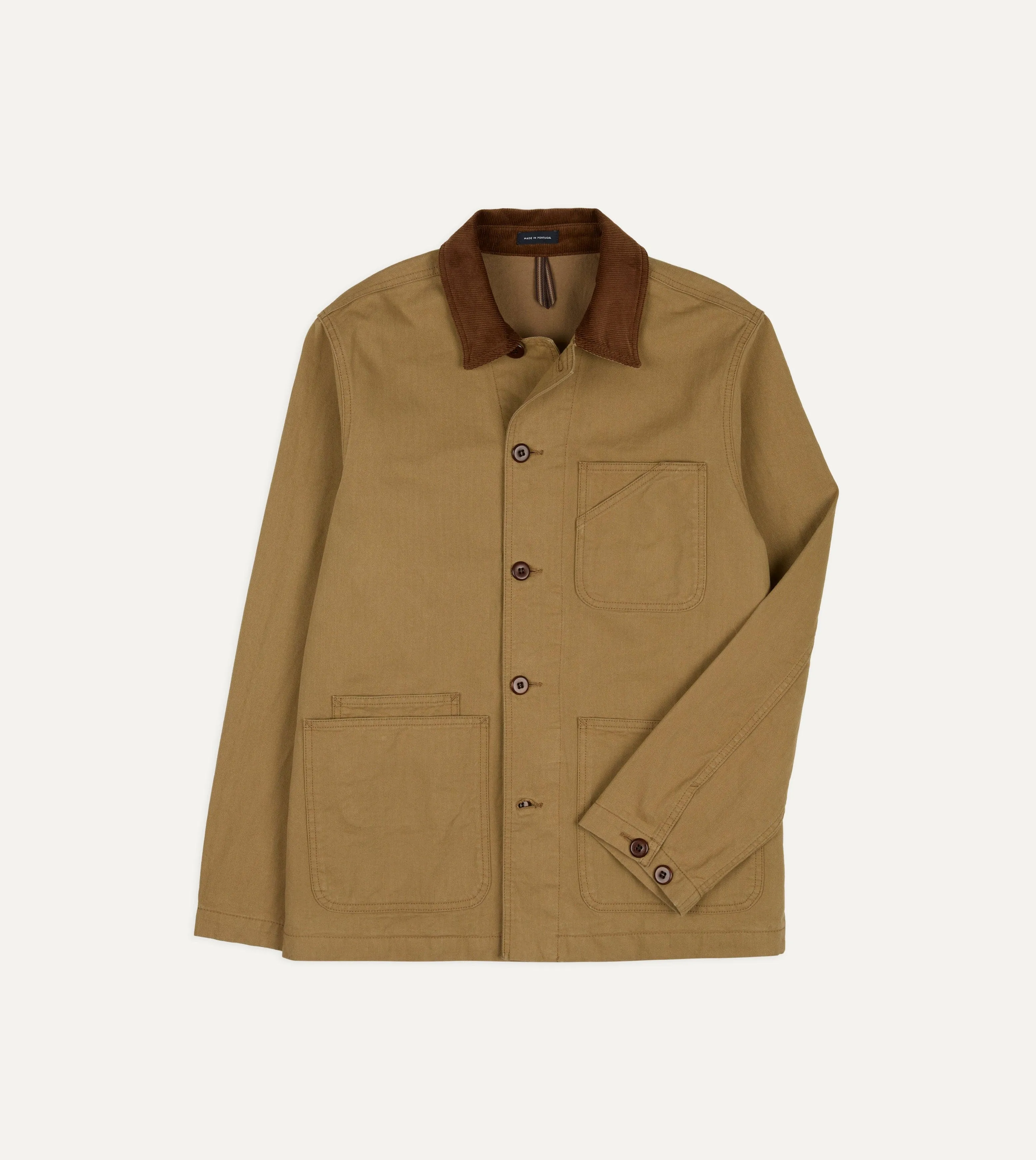 Tan Cotton Twill Fatigue Jacket sold by Drake's London