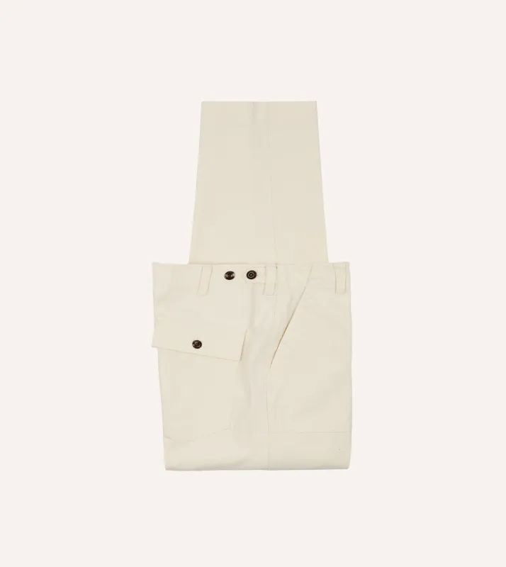 Ecru Cotton Twill Fatigue Trouser sold by Drake's London