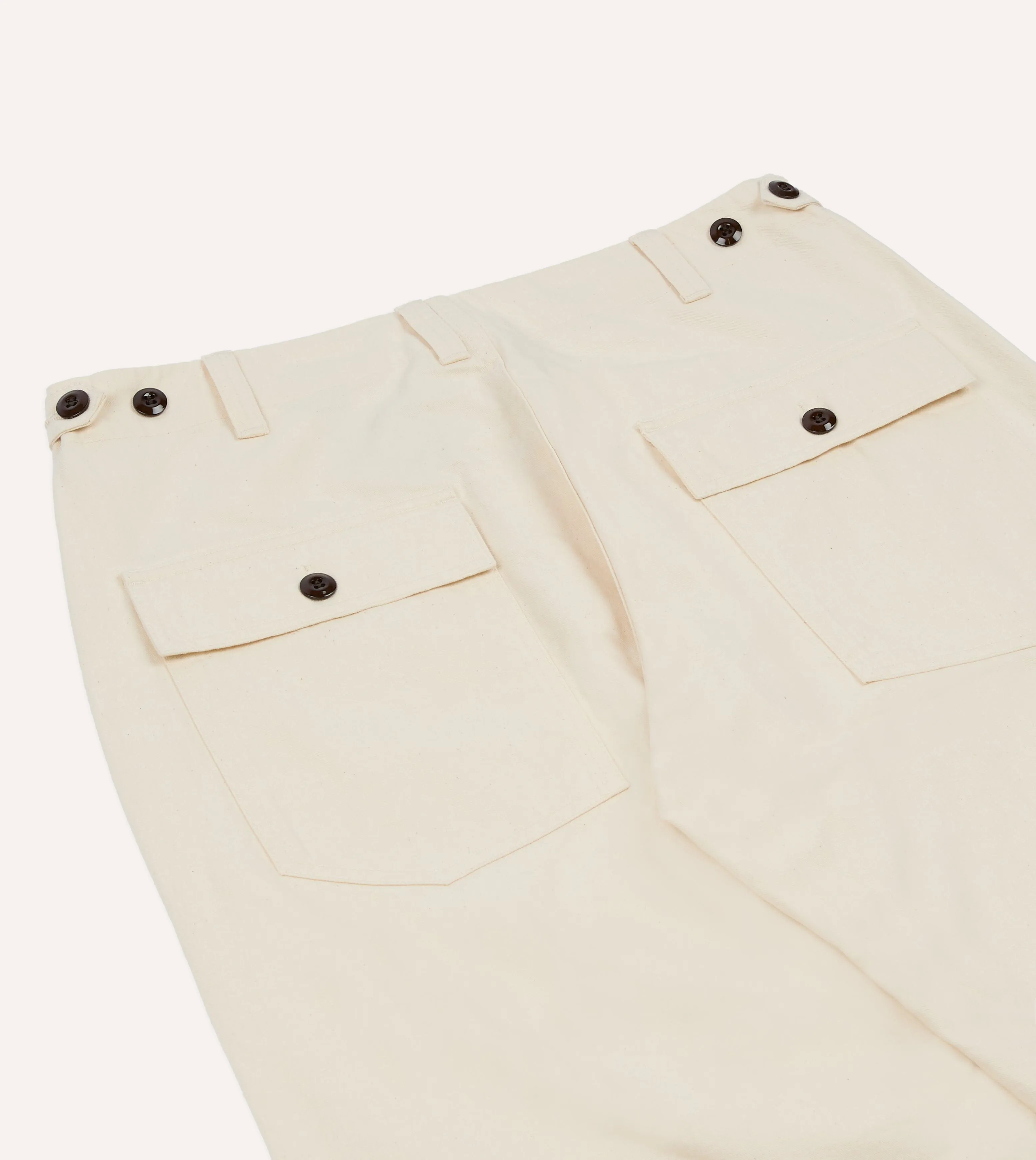 Ecru Cotton Twill Fatigue Trouser sold by Drake's London product image thumbnail 5