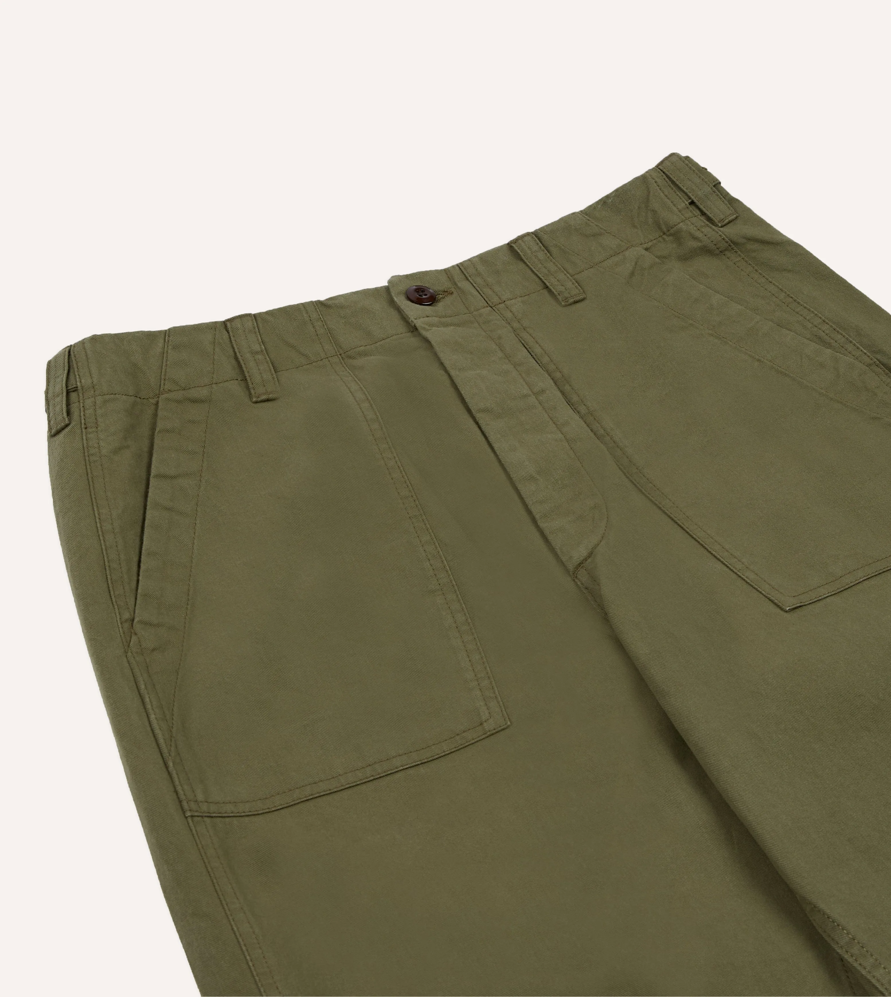 Khaki Cotton Twill Fatigue Trouser sold by Drake's London product image thumbnail 4