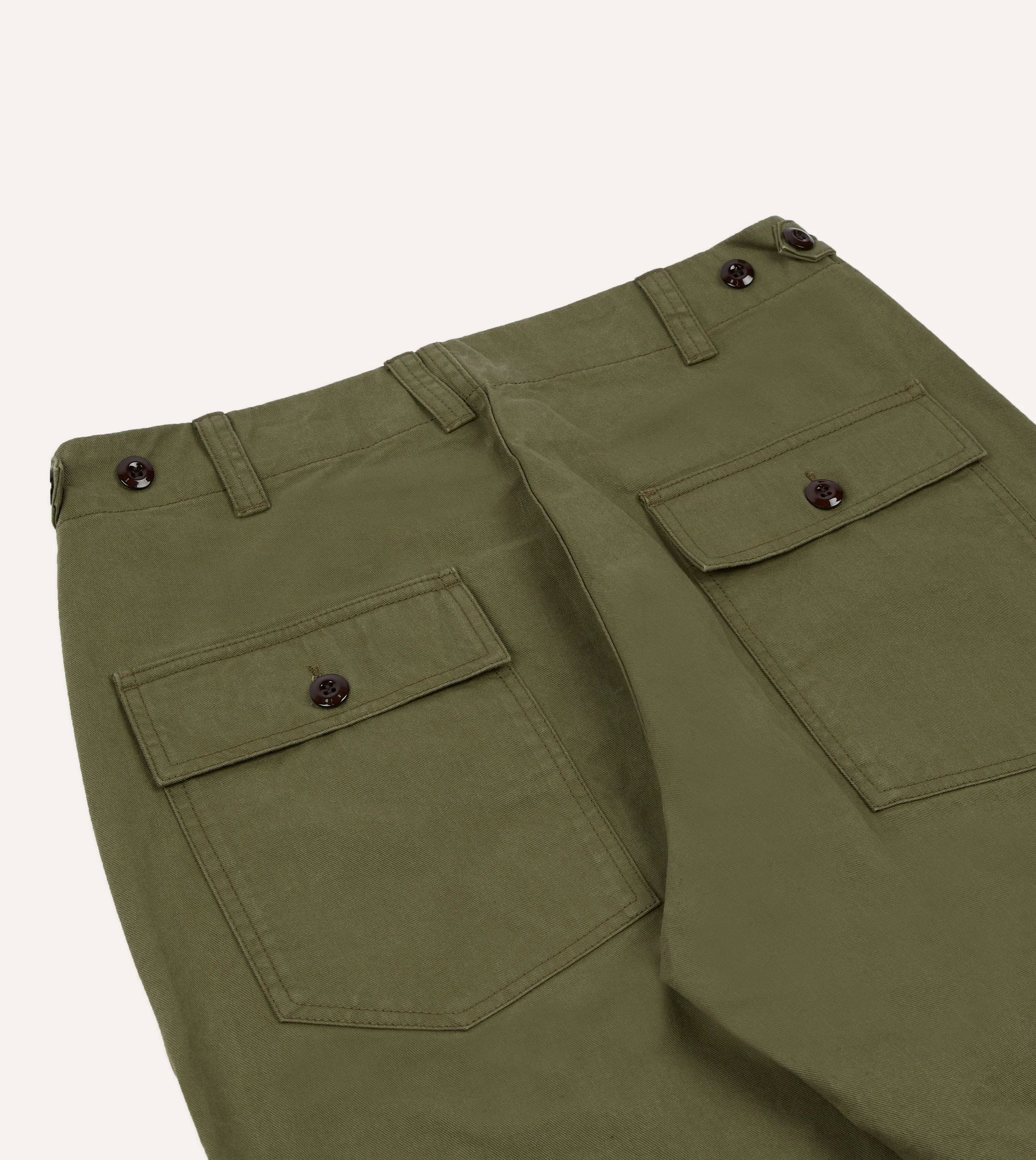 Khaki Cotton Twill Fatigue Trouser sold by Drake's London product image thumbnail 5