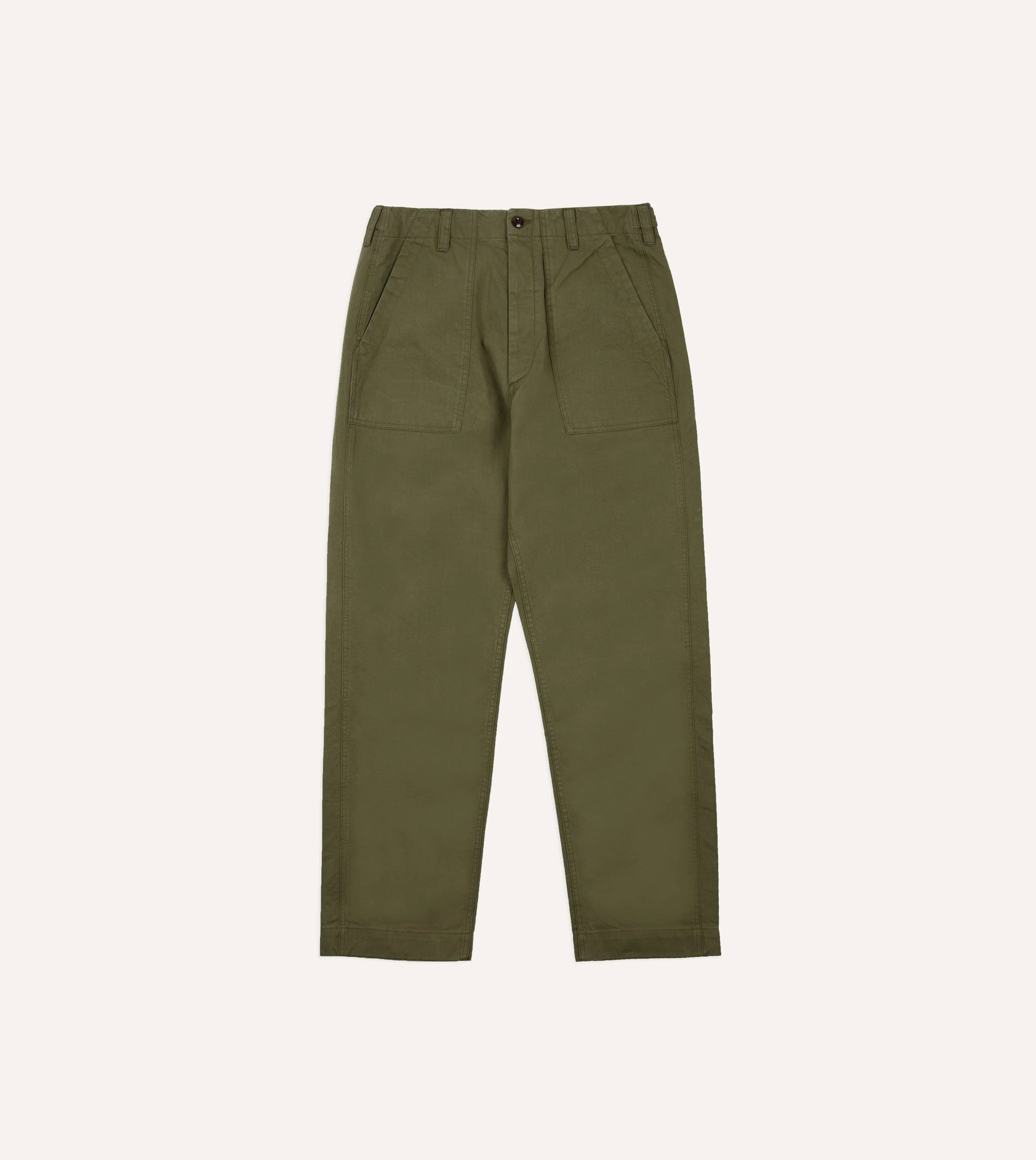 Khaki Cotton Twill Fatigue Trouser sold by Drake's London product image thumbnail 3