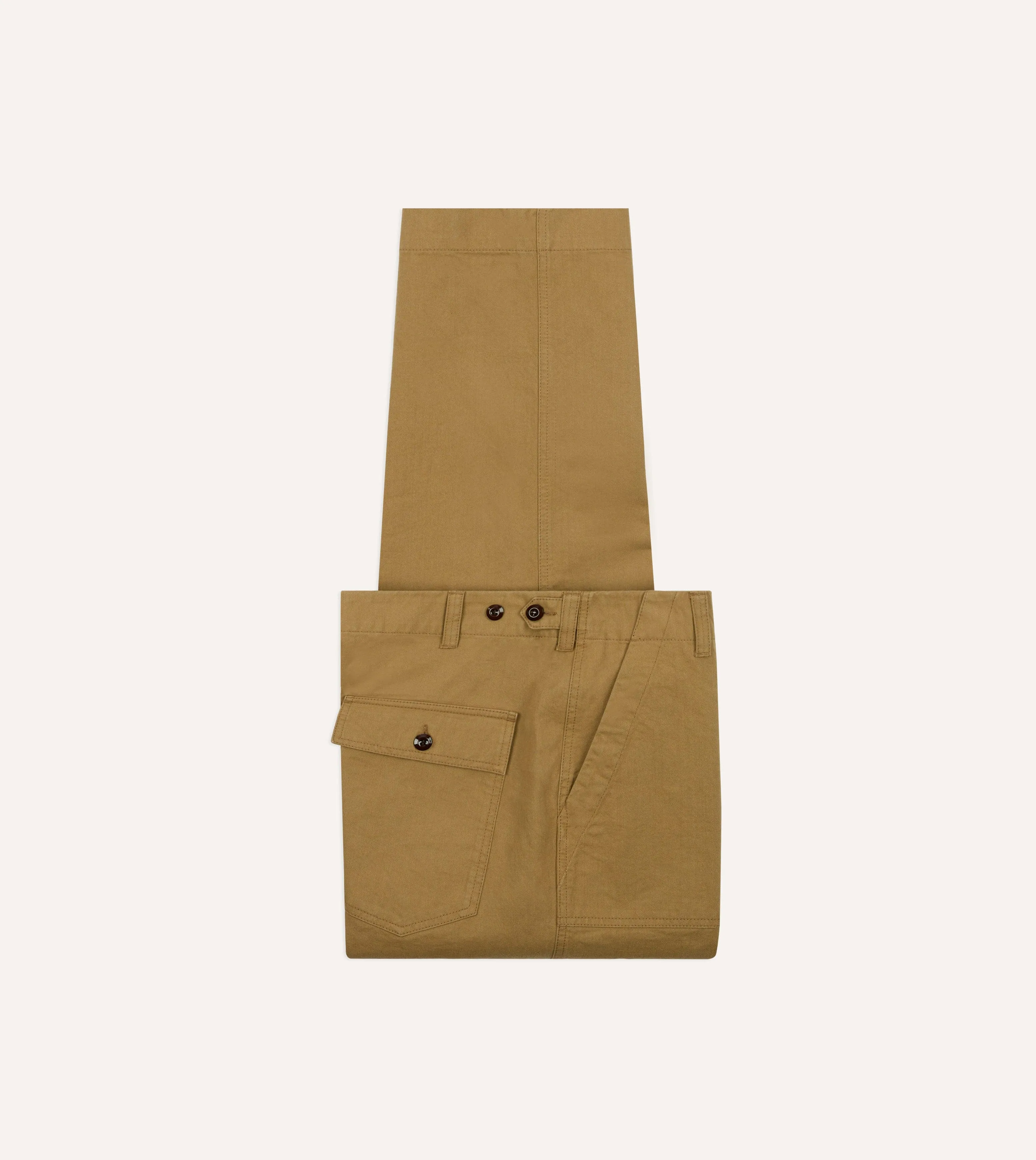 Tan Cotton Twill Fatigue Trouser sold by Drake's London