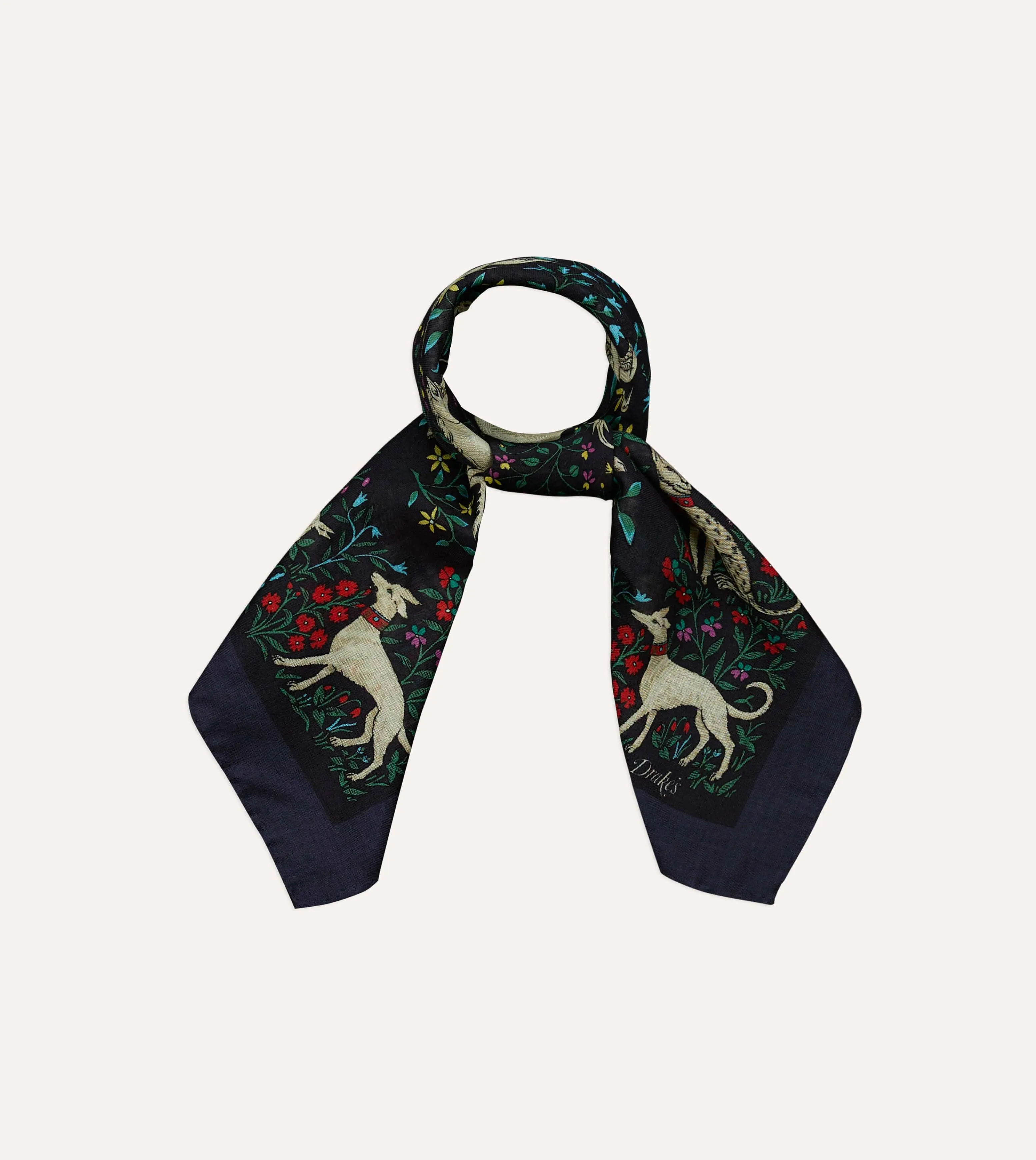 Navy Unicorn Print Wool-Silk Bandana sold by Drake's London product image thumbnail 3