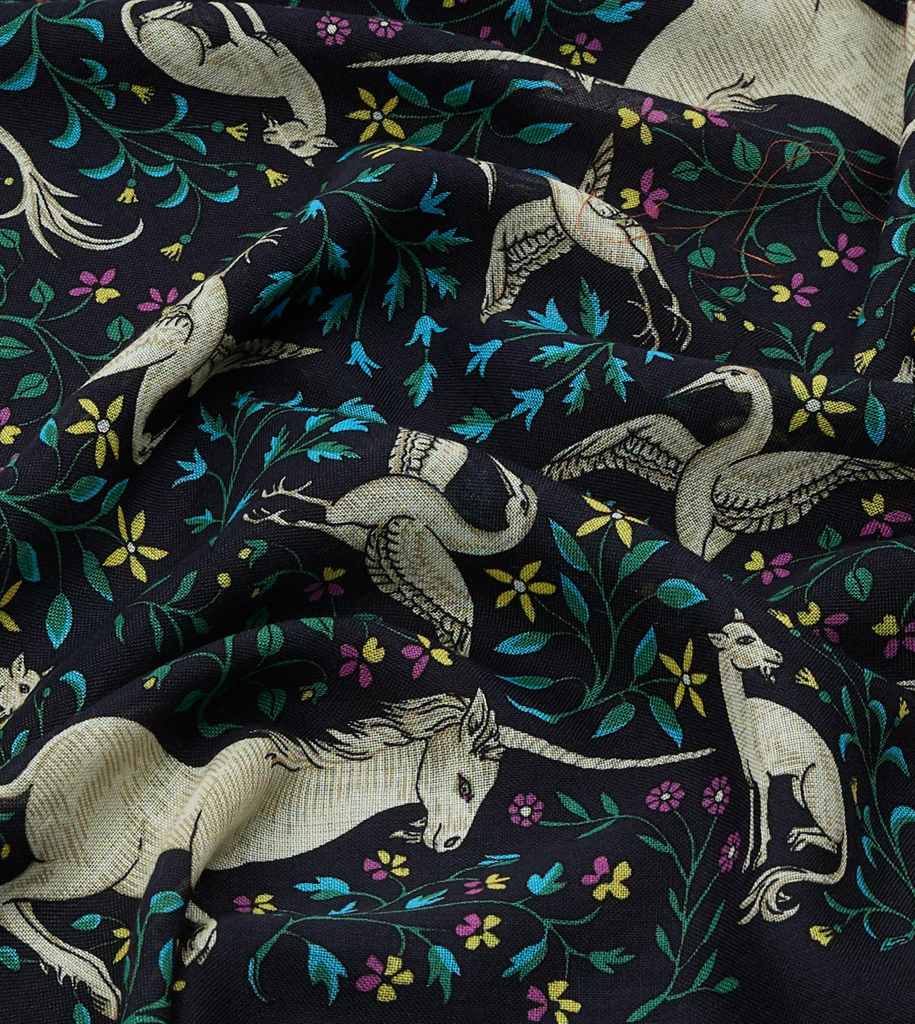 Navy Unicorn Print Wool-Silk Bandana sold by Drake's London product image thumbnail 2