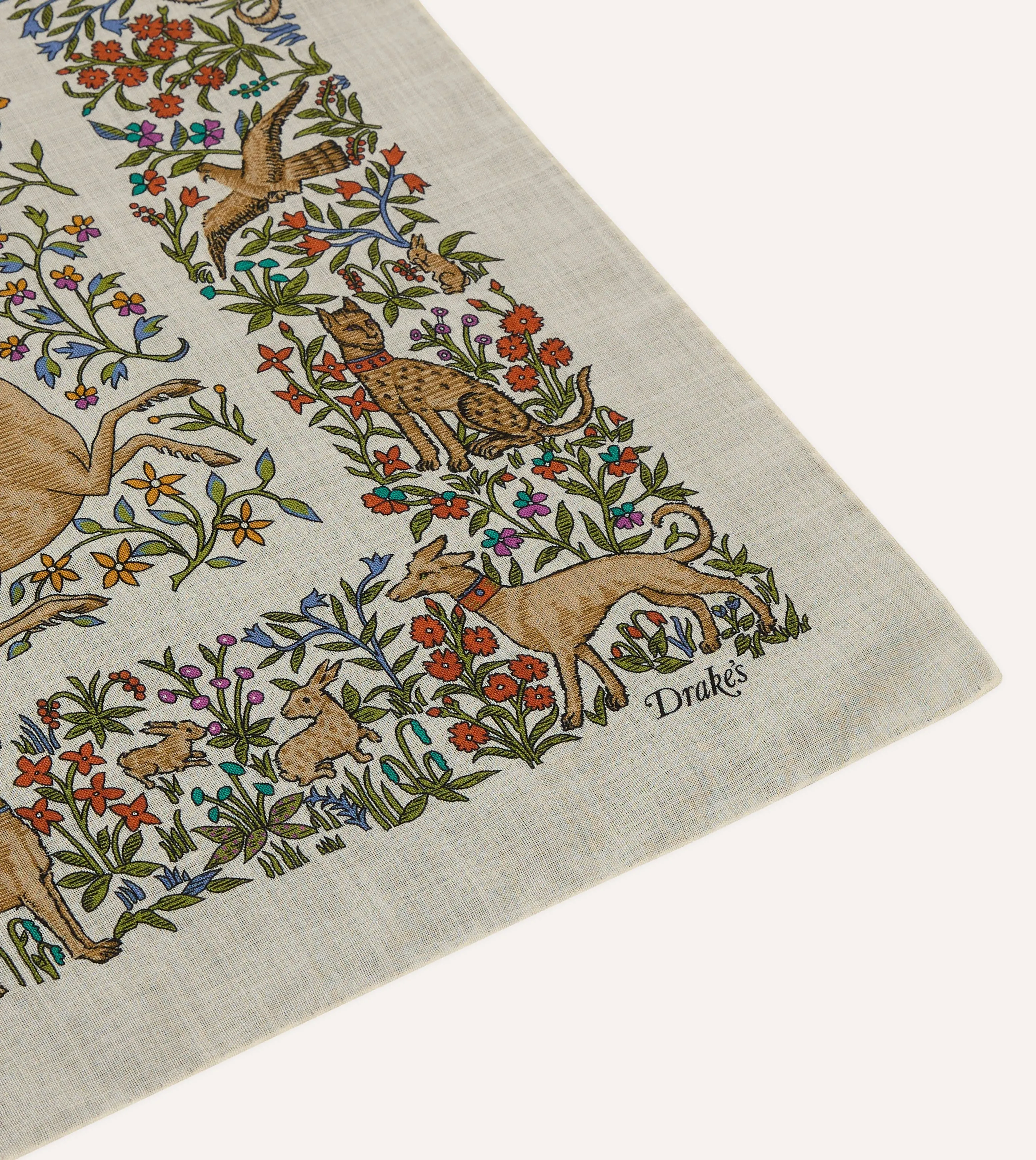 Ecru Unicorn Print Wool-Silk Bandana sold by Drake's London product image thumbnail 5