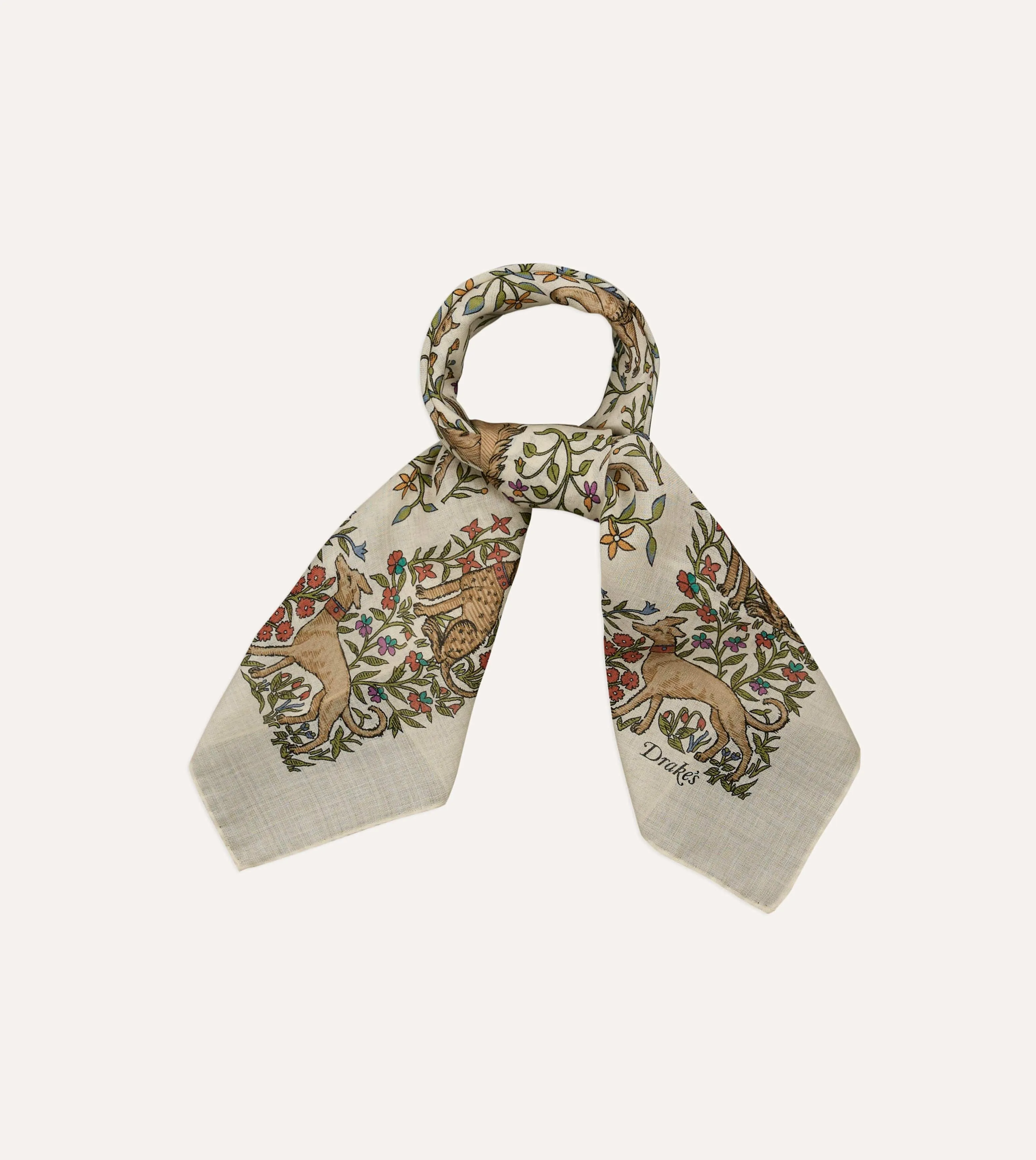 Ecru Unicorn Print Wool-Silk Bandana sold by Drake's London product image thumbnail 3