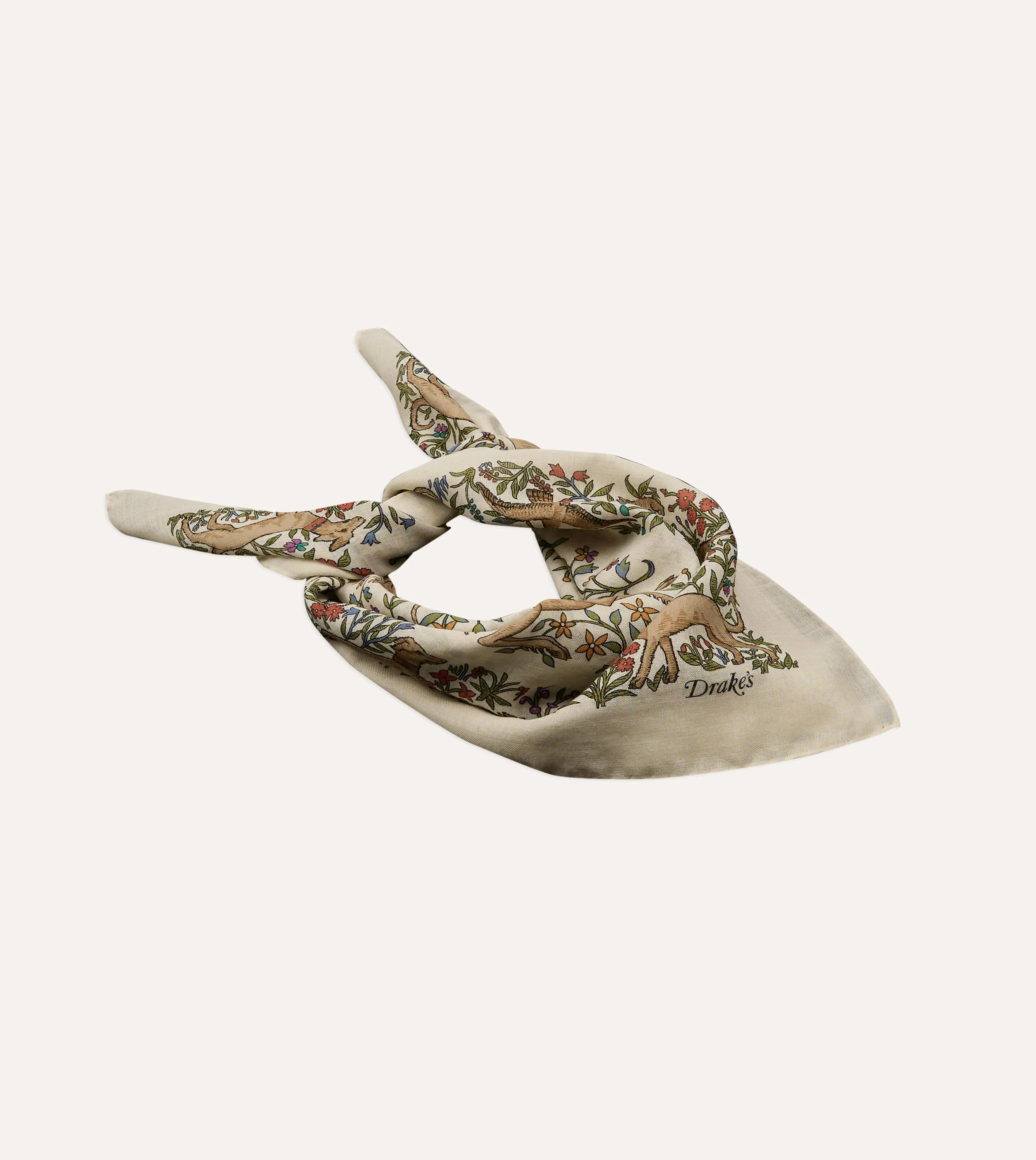 Ecru Unicorn Print Wool-Silk Bandana sold by Drake's London product image thumbnail 4