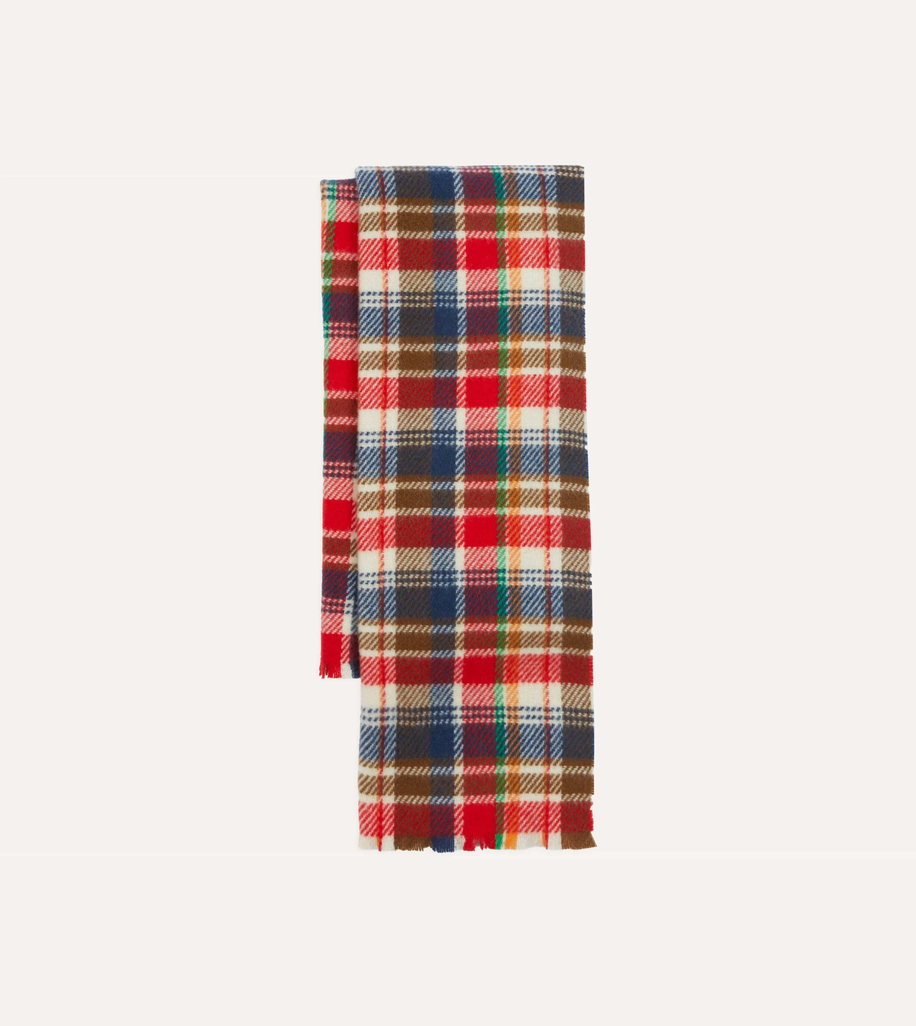 Red Multi Tartan Check Wool Scarf sold by Drake's London