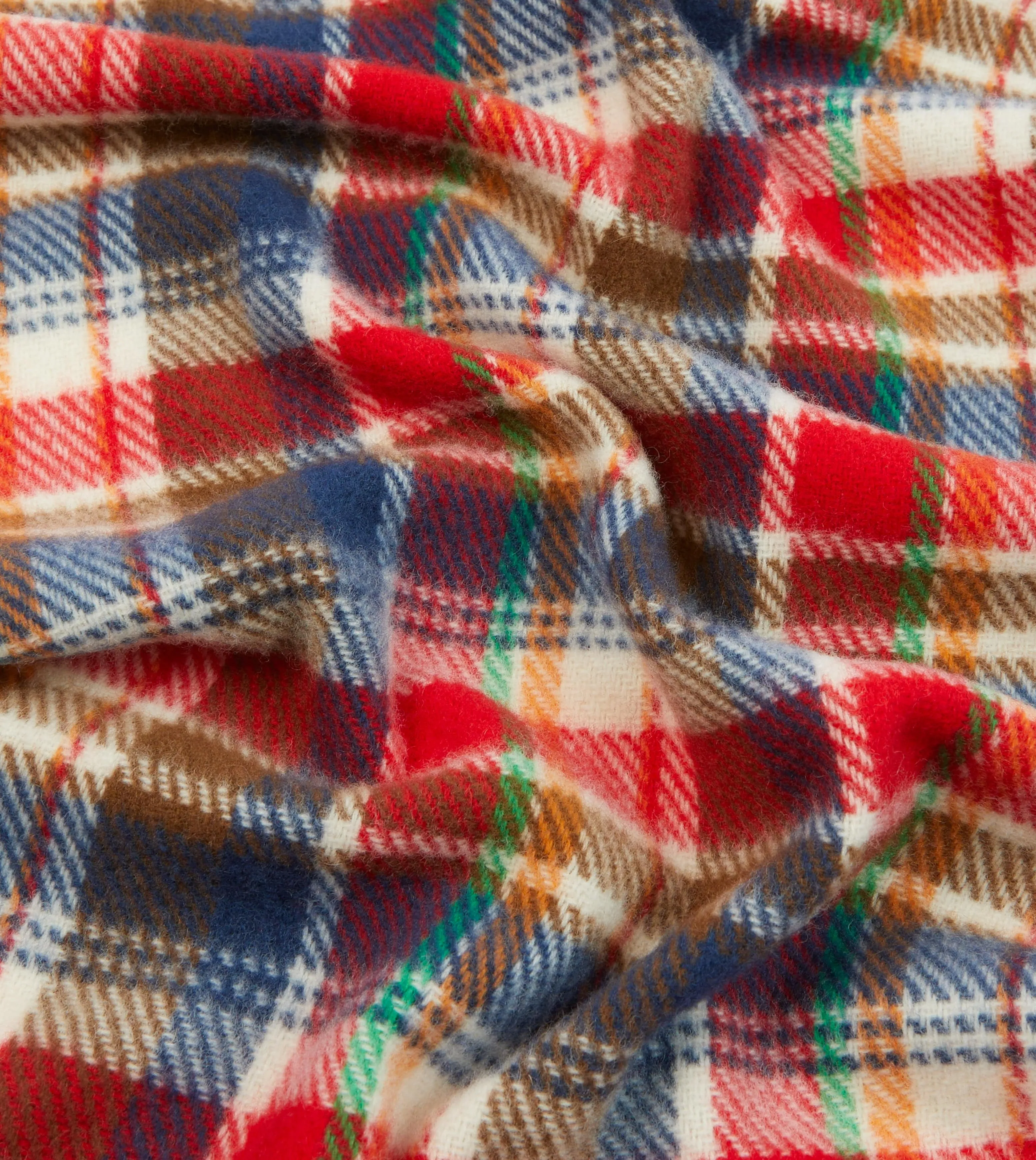 Red Multi Tartan Check Wool Scarf sold by Drake's London product image thumbnail 2