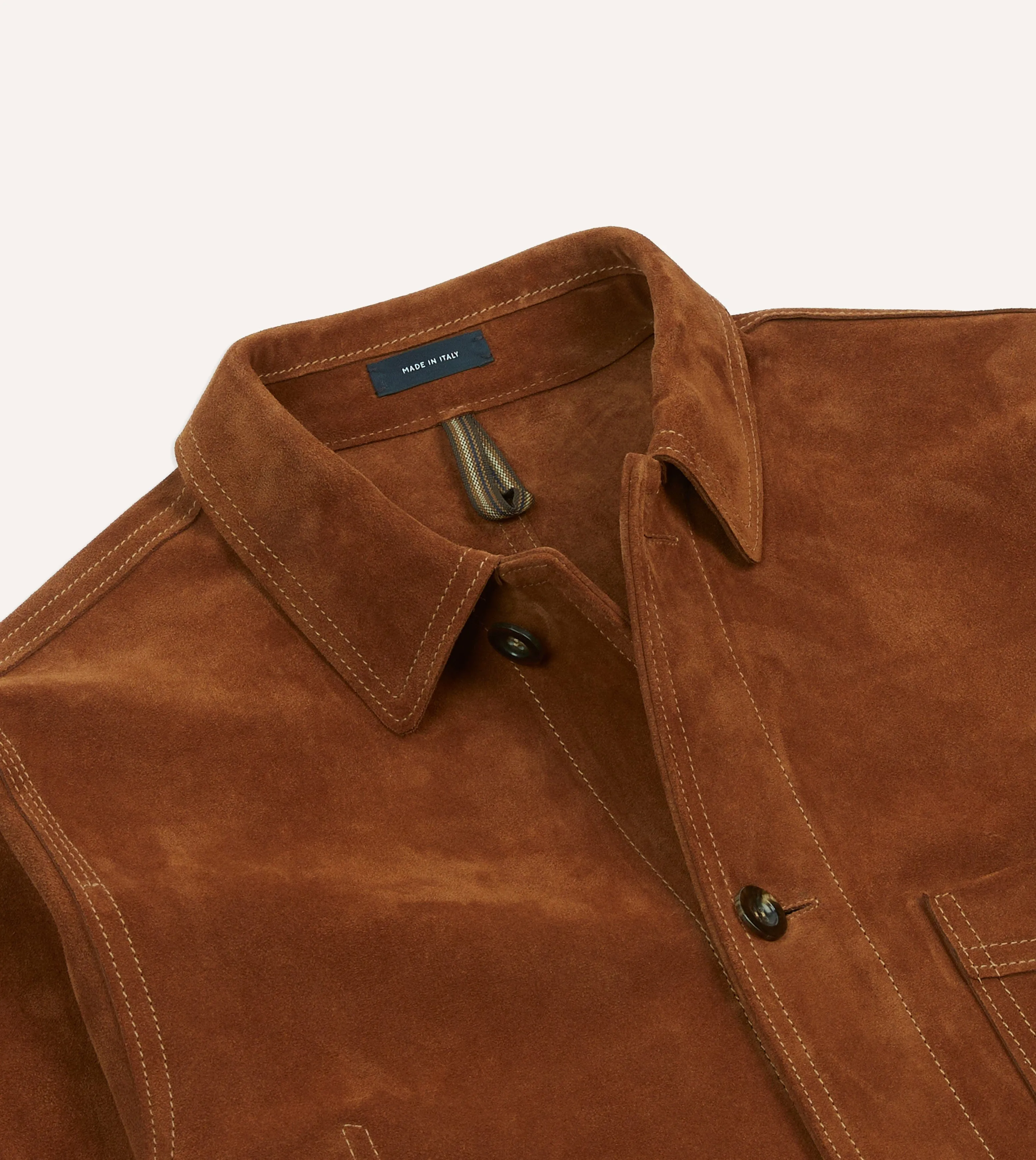 Rust Heavyweight Suede Five-Pocket Chore Jacket sold by Drake's London product image thumbnail 3