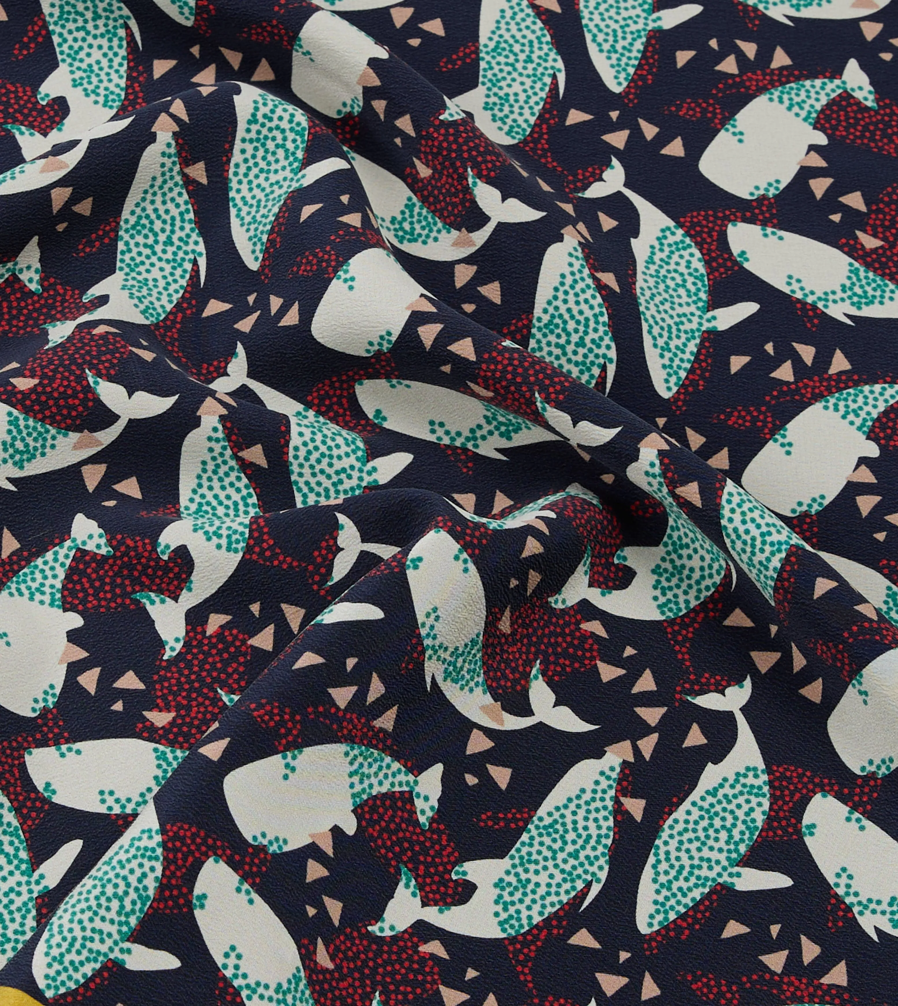 Navy Whale Print Silk Pocket Square sold by Drake's London product image thumbnail 2