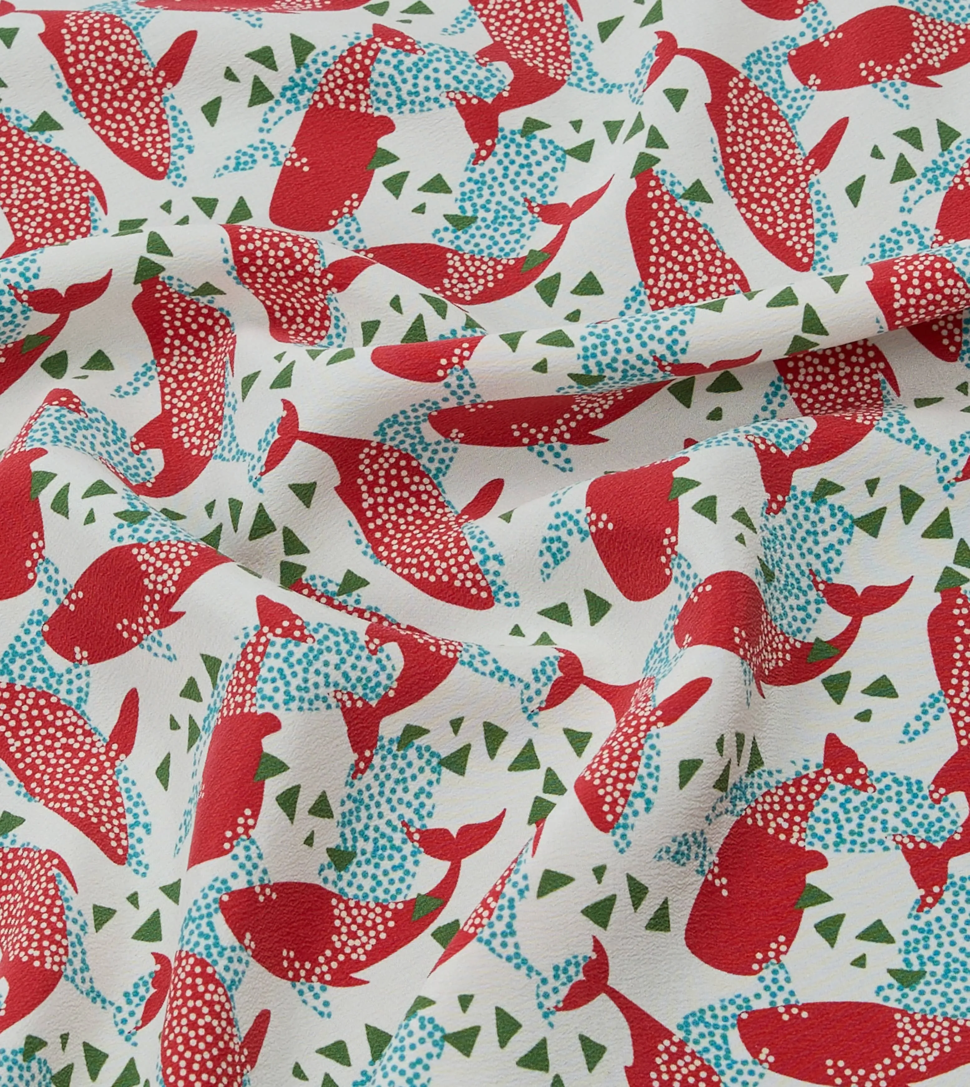 Ecru Whale Print Silk Pocket Square sold by Drake's London product image thumbnail 2