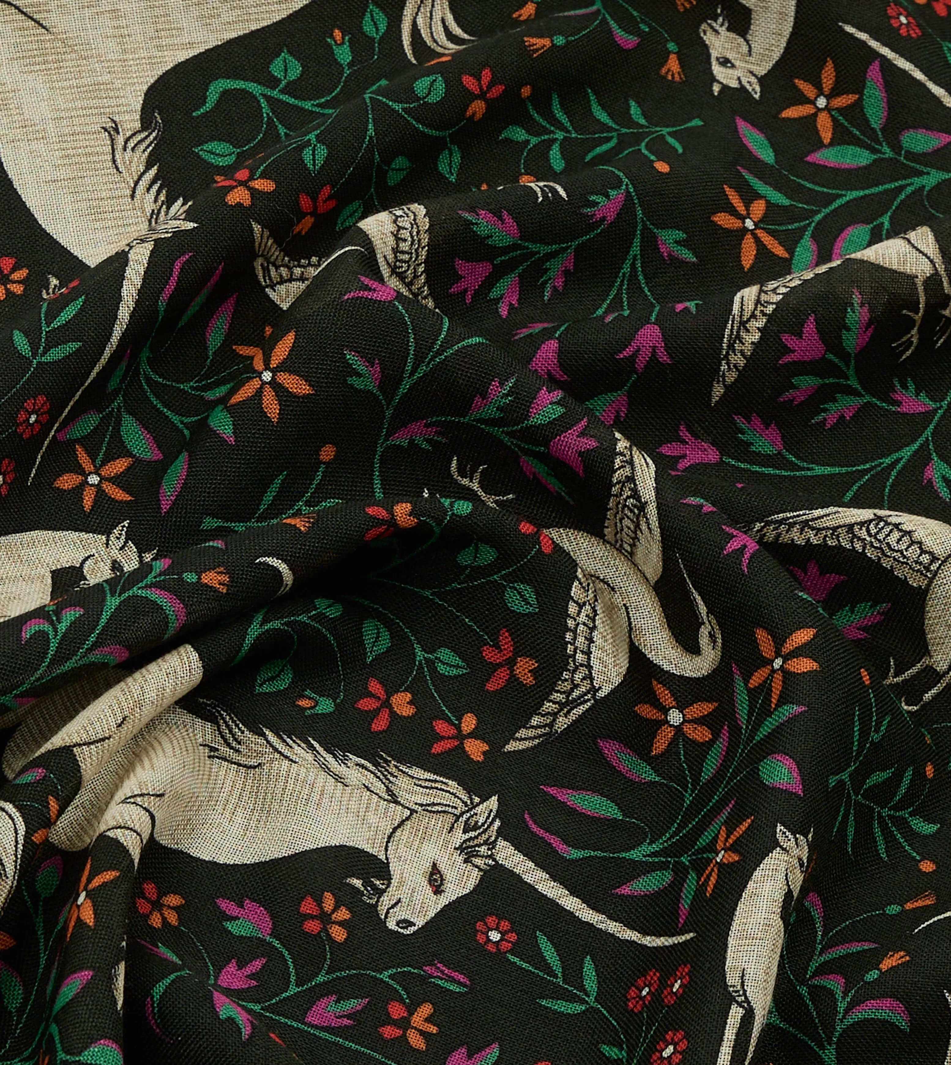 Green Unicorn Print Wool-Silk Bandana sold by Drake's London product image thumbnail 2