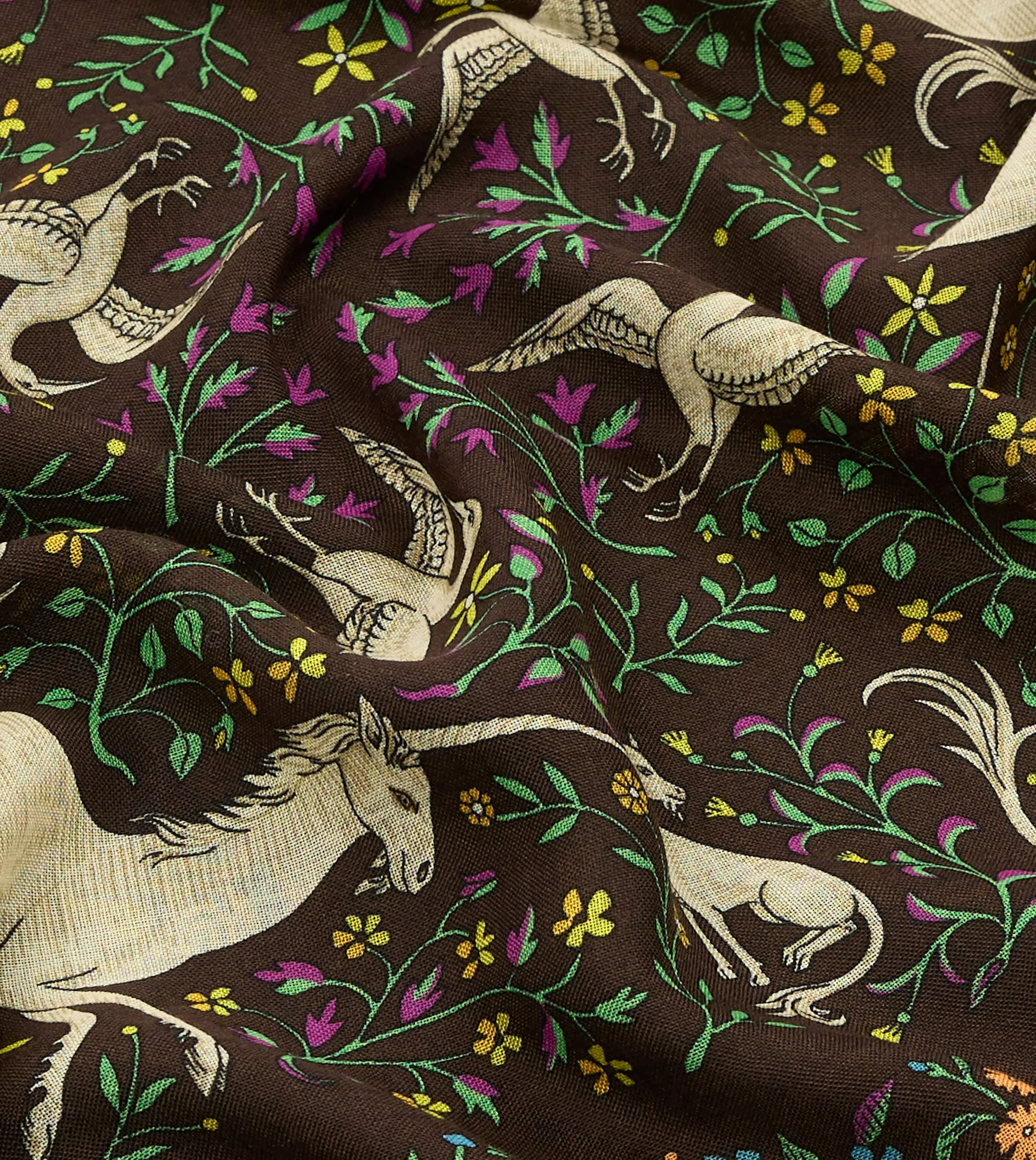 Brown Unicorn Print Wool-Silk Bandana sold by Drake's London product image thumbnail 2