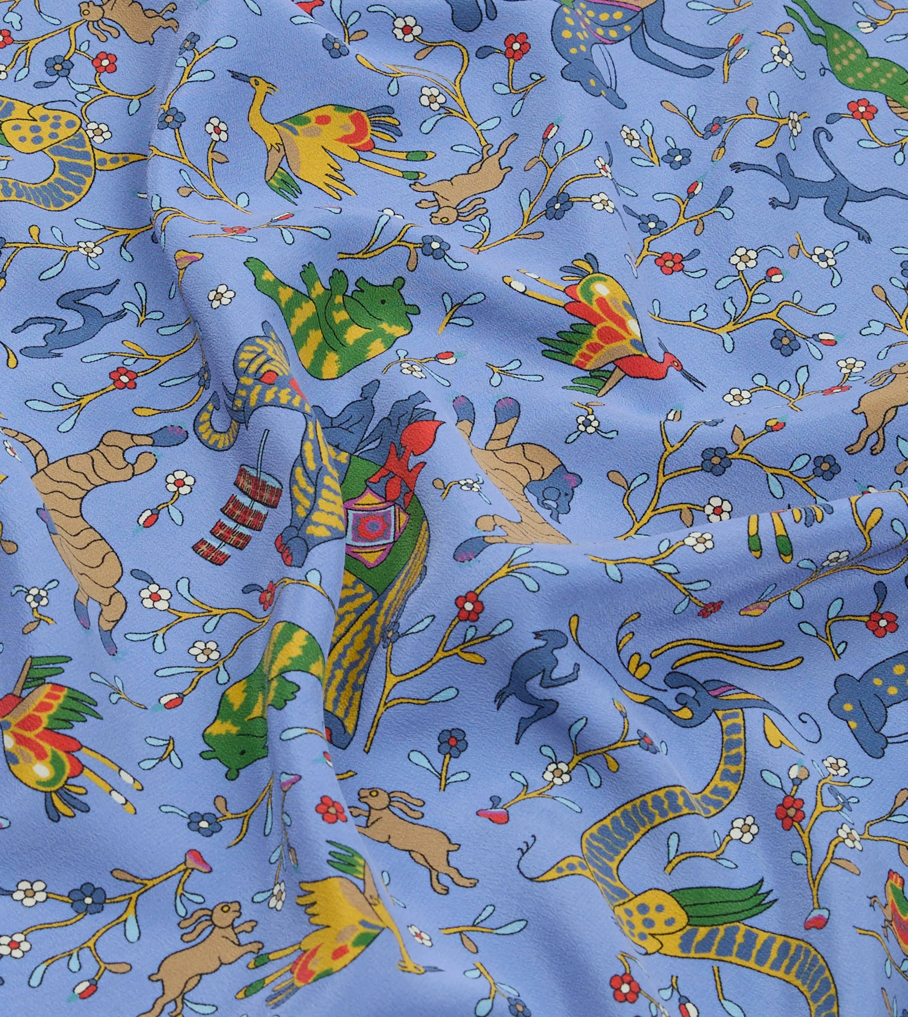 Blue Animals and Flowers Print Silk Bandana sold by Drake's London product image thumbnail 2