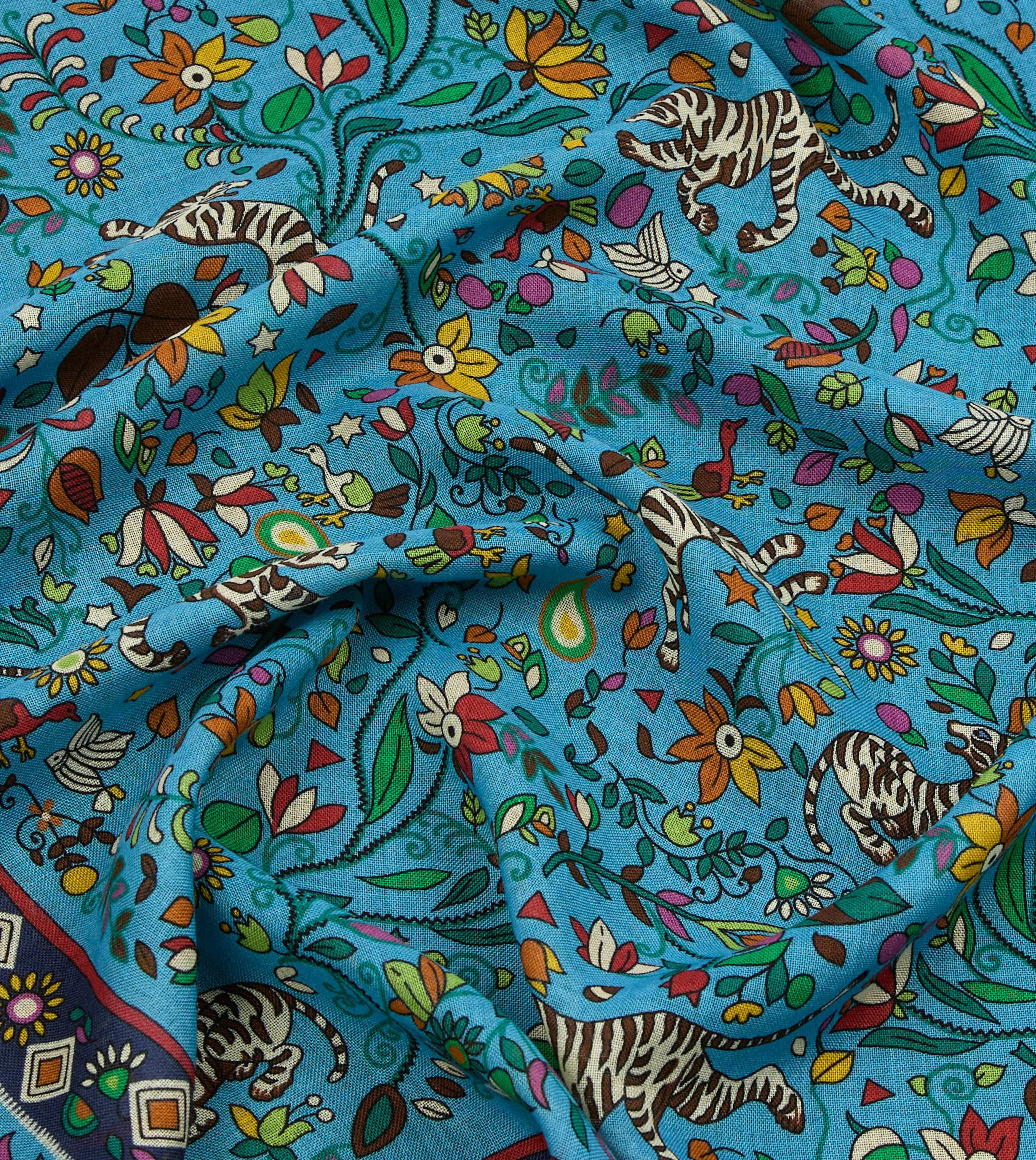 Blue Tiger Garden Print Wool Silk Scarf sold by Drake's London product image thumbnail 2