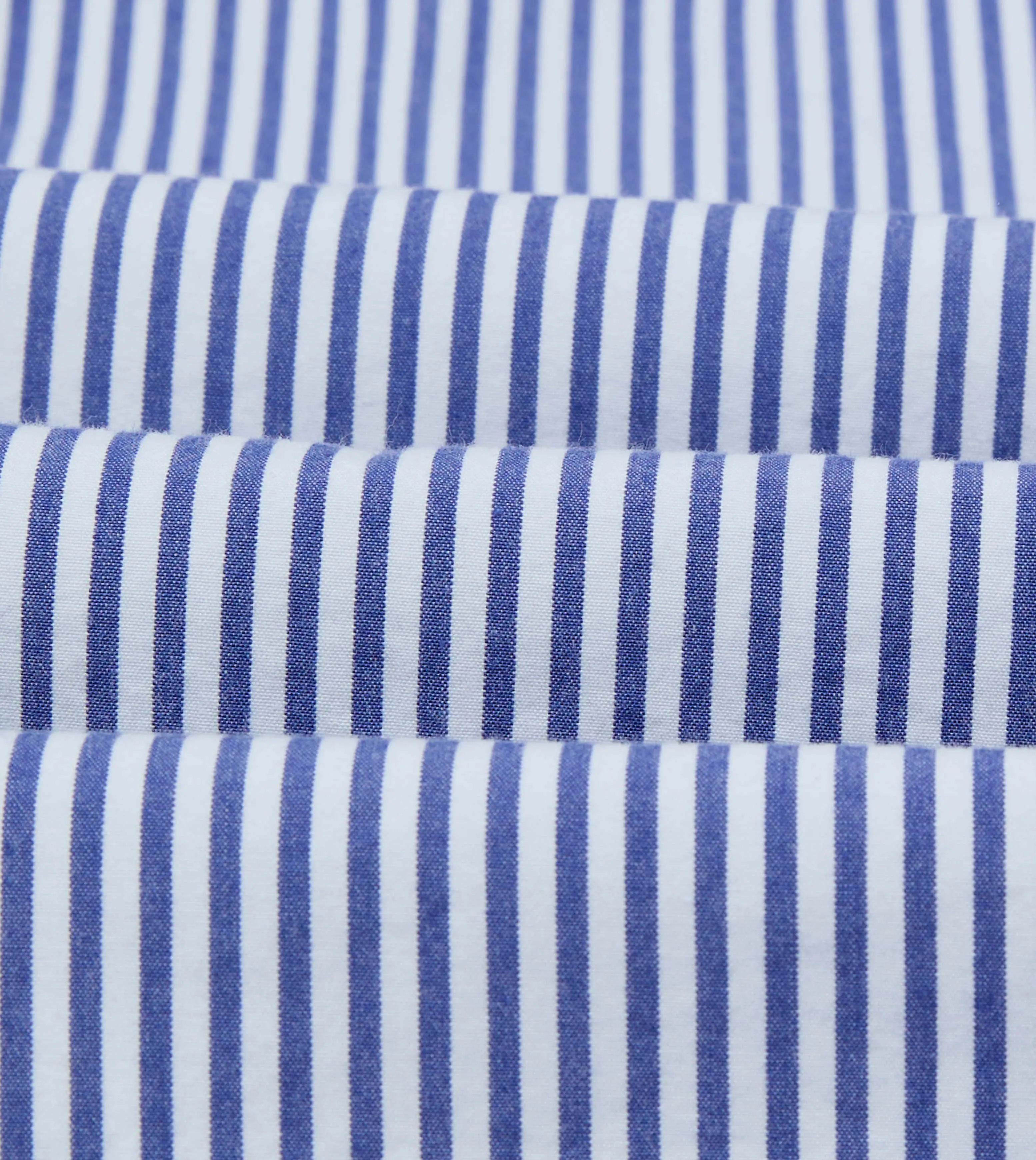 Blue and White Stripe Button-Down Collar Fob Pocket Shirt sold by Drake's London product image thumbnail 2