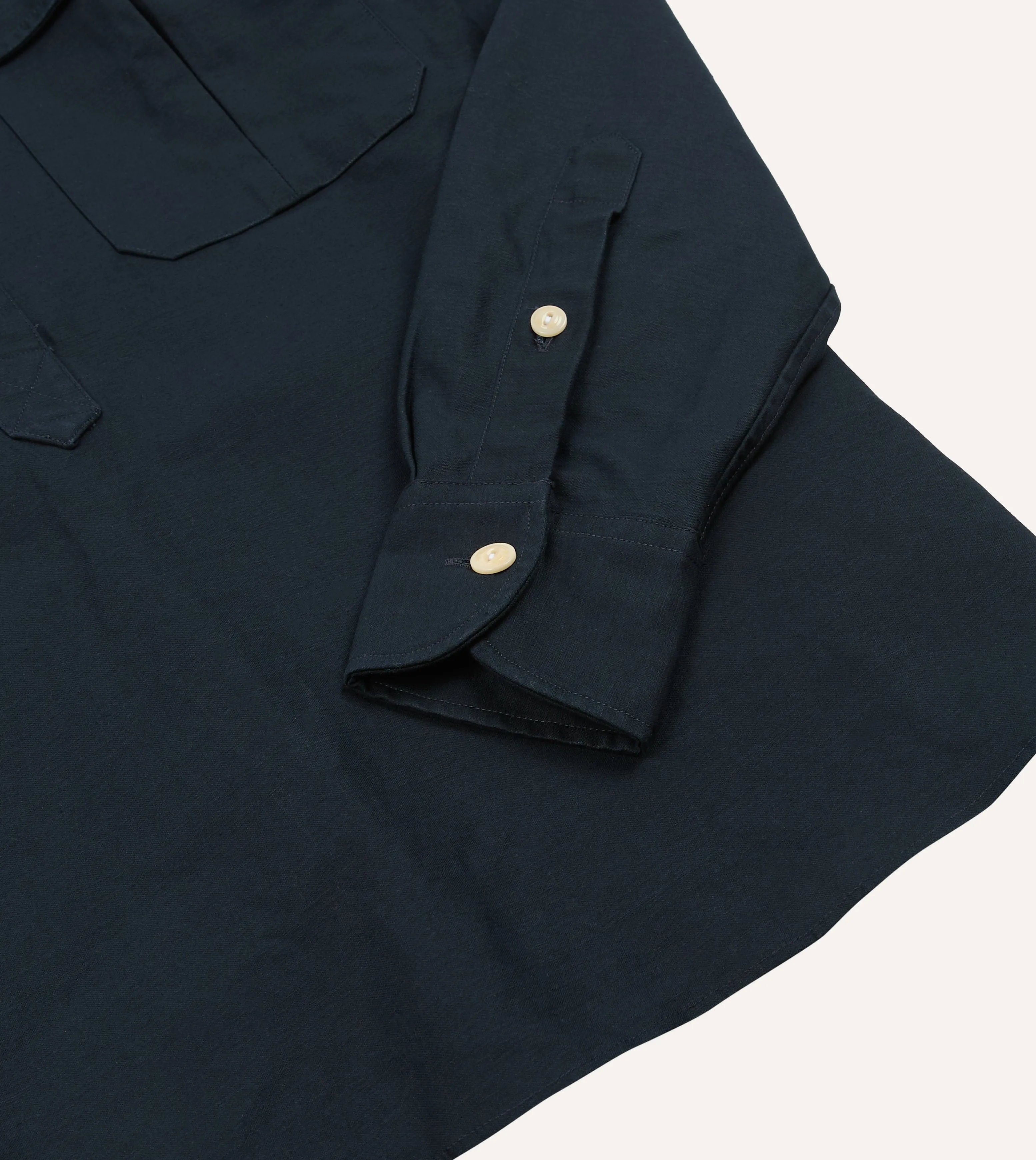 Navy Satin Cotton Popover Work Shirt sold by Drake's London product image thumbnail 5