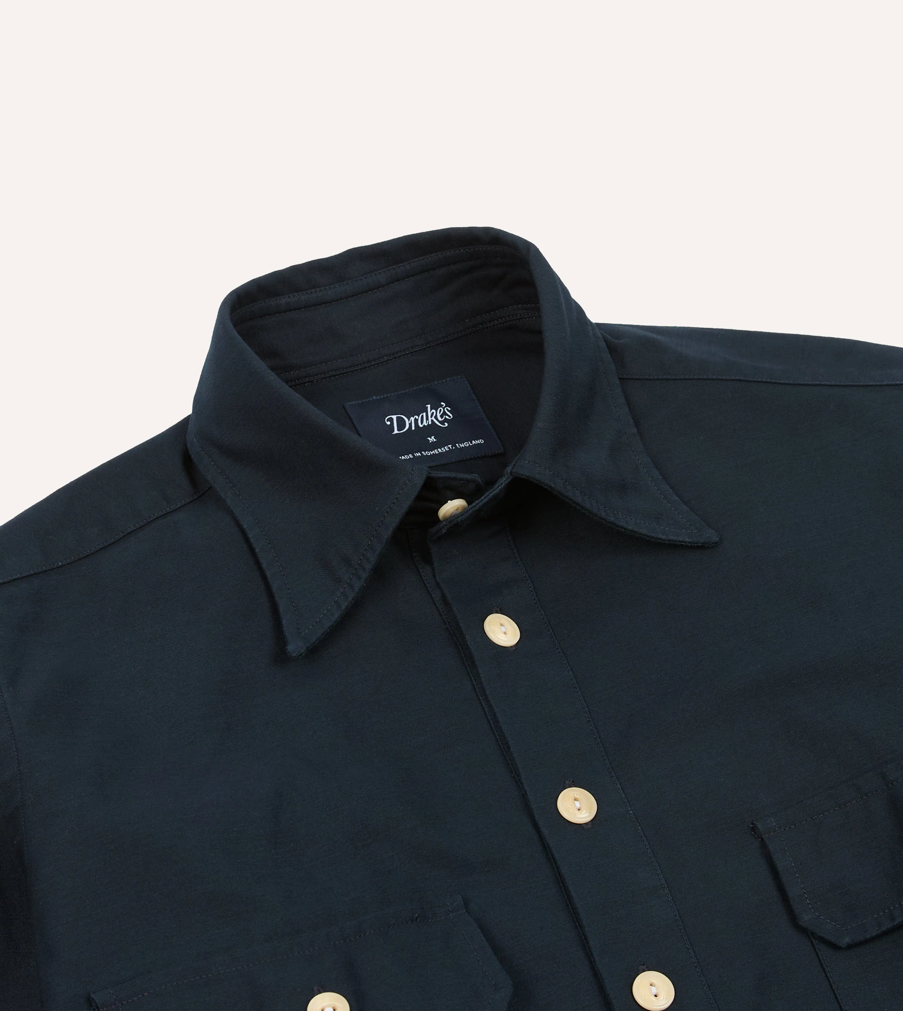 Navy Satin Cotton Popover Work Shirt sold by Drake's London product image thumbnail 3