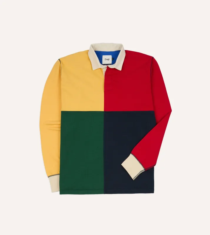 Colourblock Multi Panelled Cotton Rugby Shirt sold by Drake's London