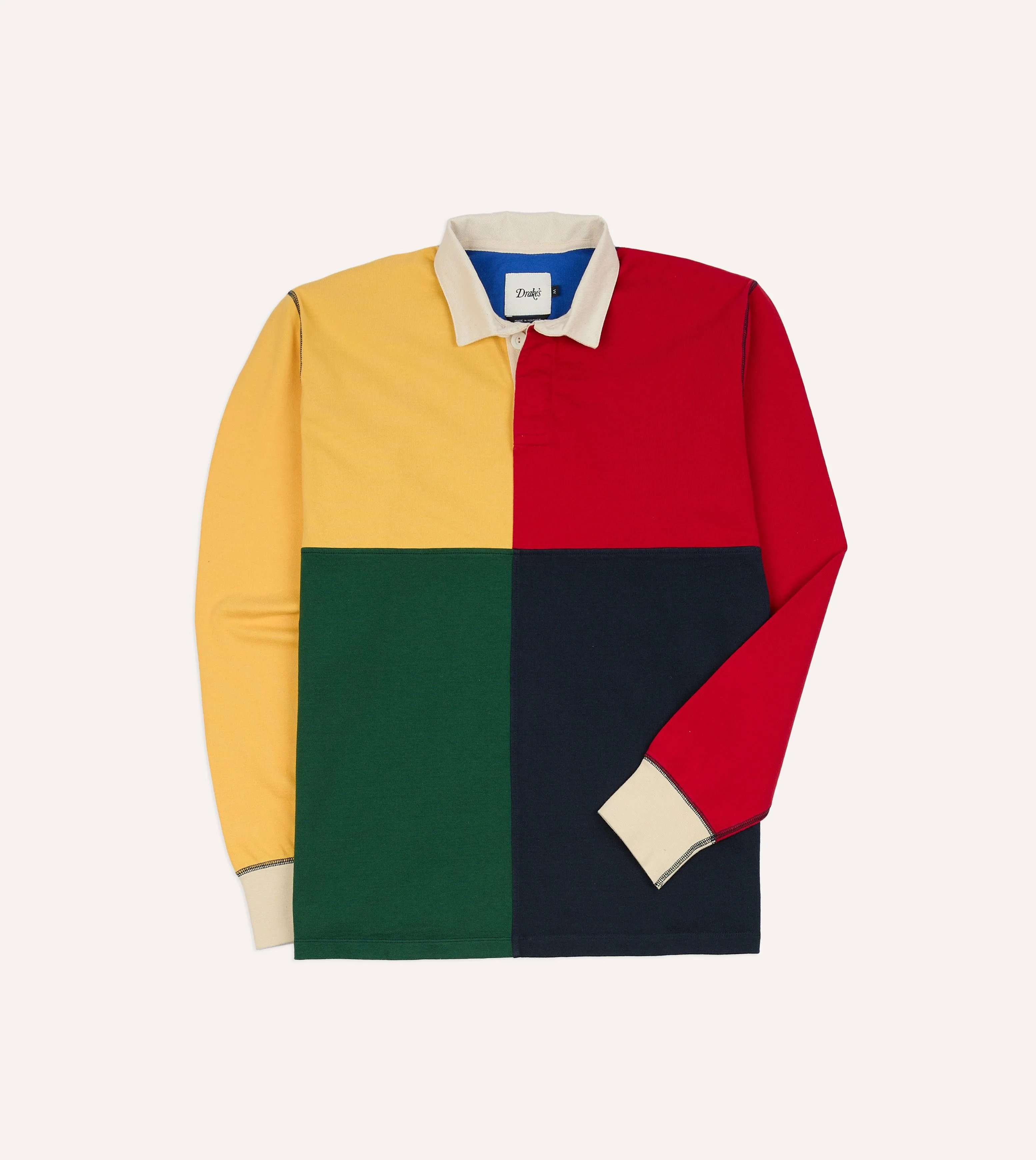 Colourblock Multi Panelled Cotton Rugby Shirt sold by Drake's London
