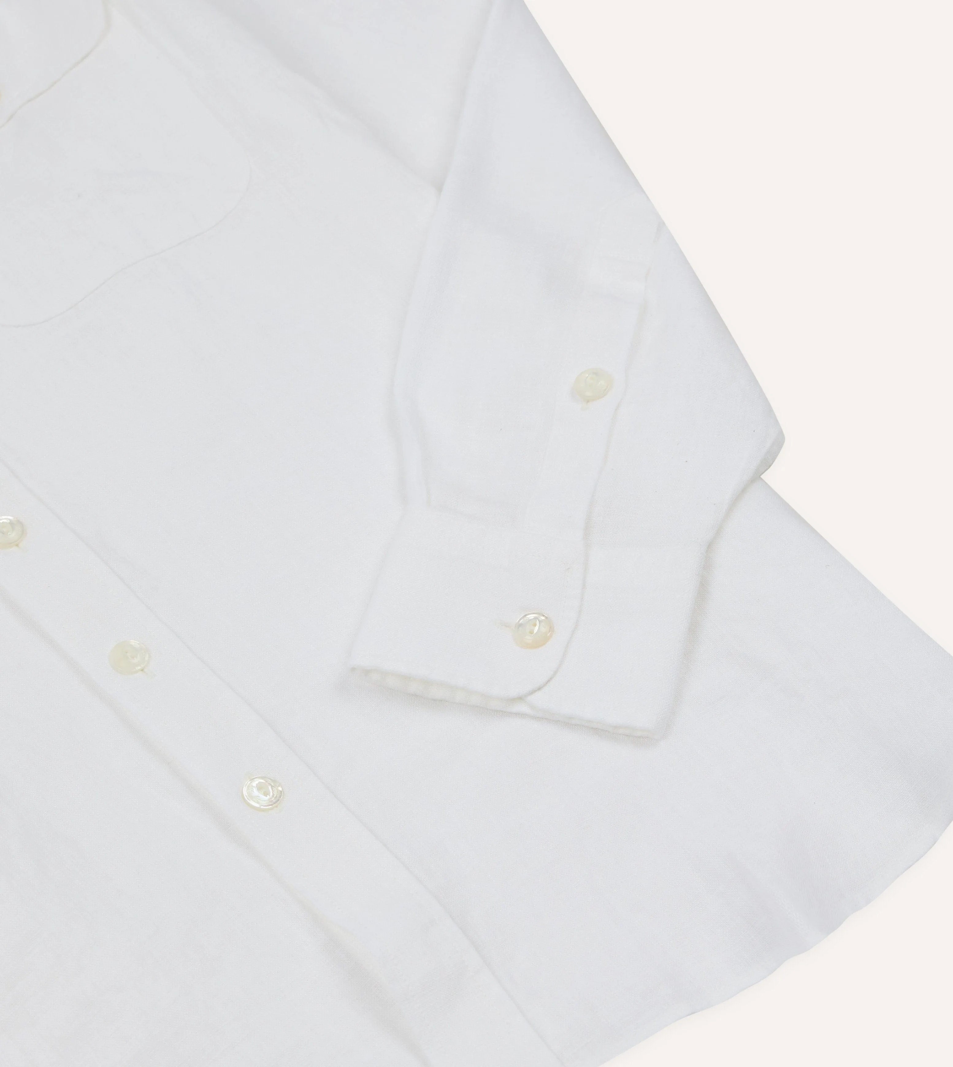 White Linen Mandarin Collar Shirt sold by Drake's London product image thumbnail 5