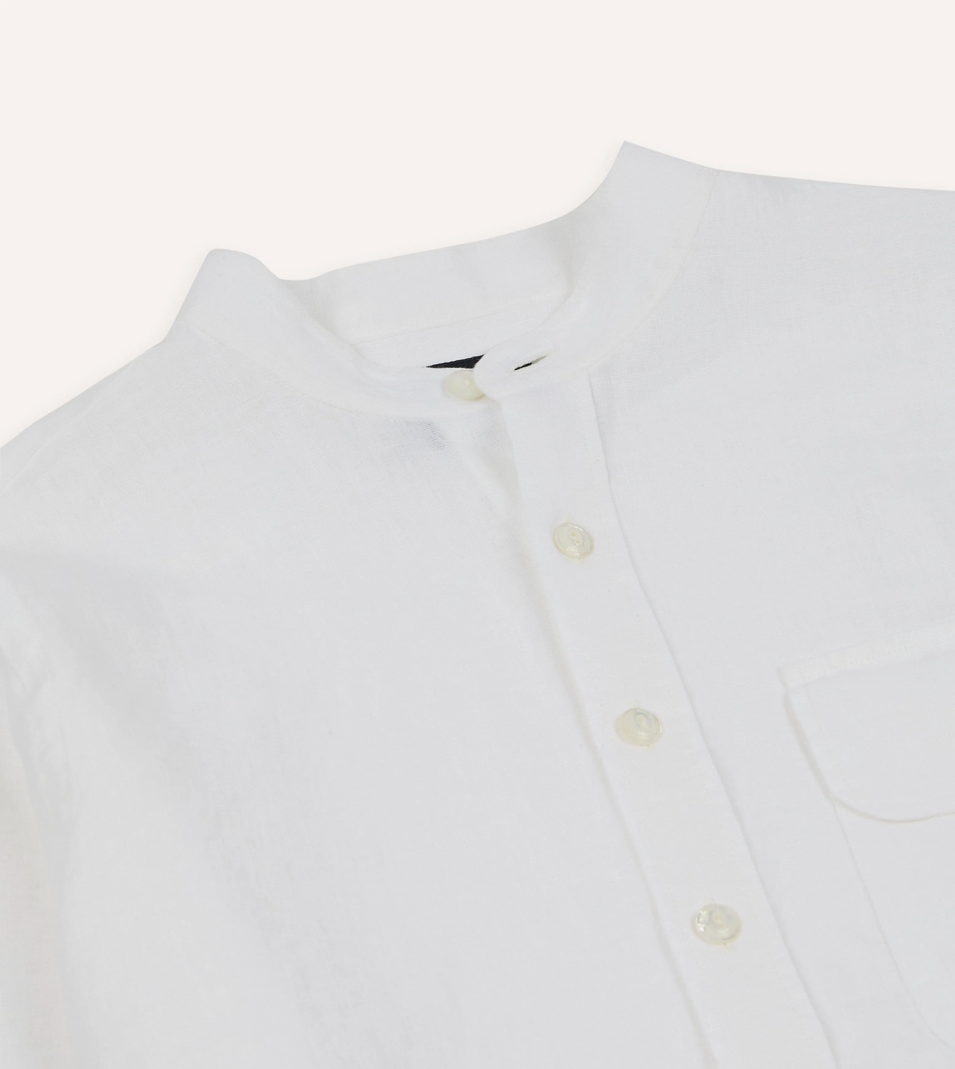 White Linen Mandarin Collar Shirt sold by Drake's London product image thumbnail 3