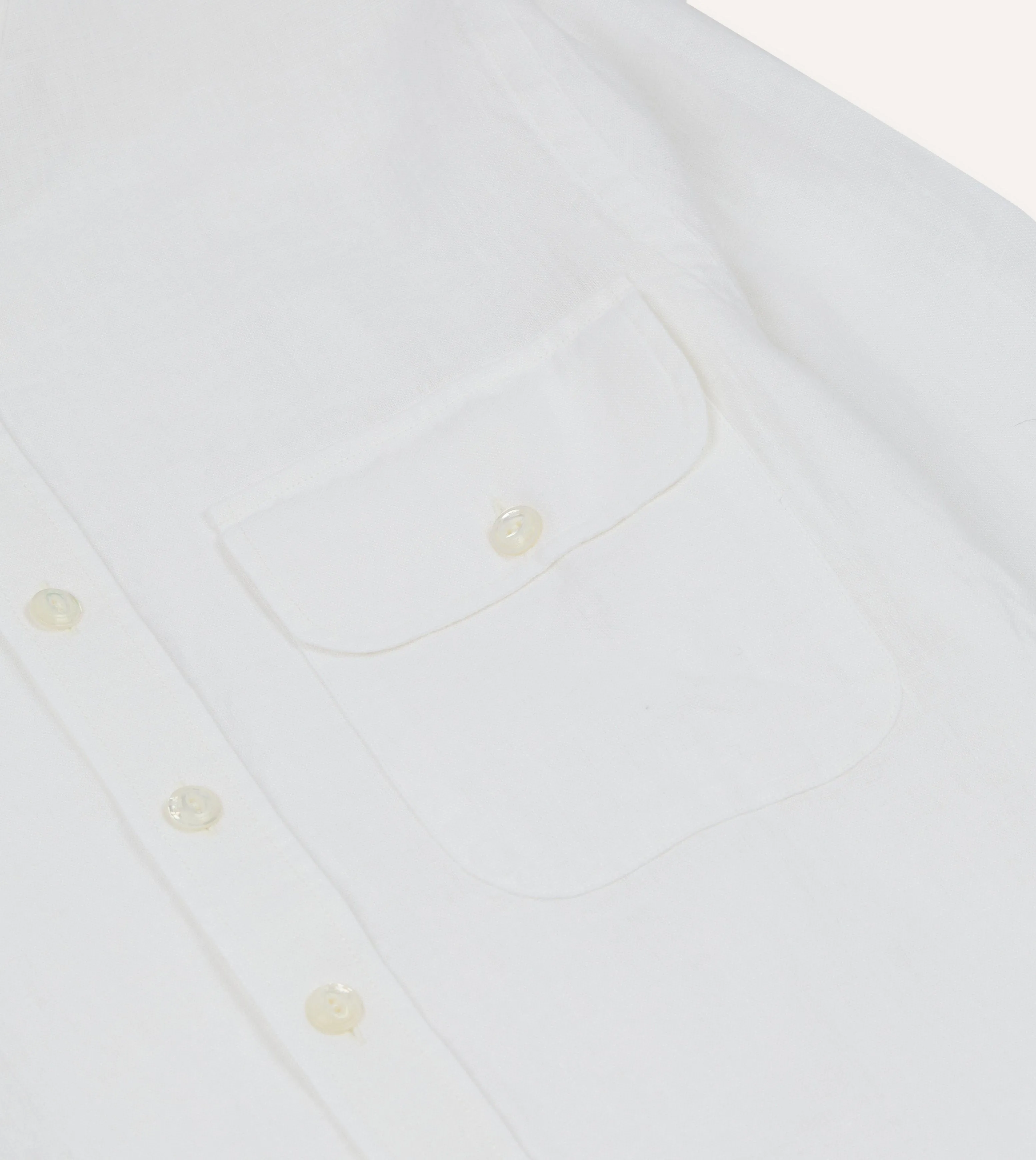 White Linen Mandarin Collar Shirt sold by Drake's London product image thumbnail 4