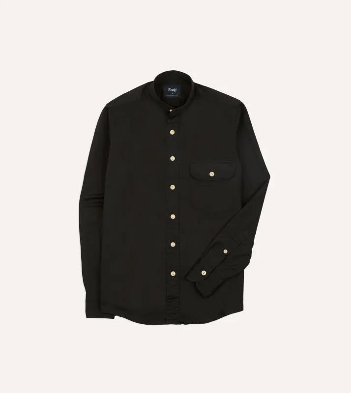 Black Cotton Mandarin Collar Shirt sold by Drake's London