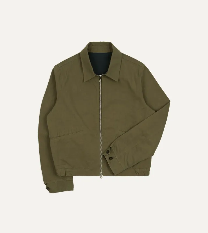 Olive and Navy Reversible Cotton Blouson Jacket sold by Drake's London