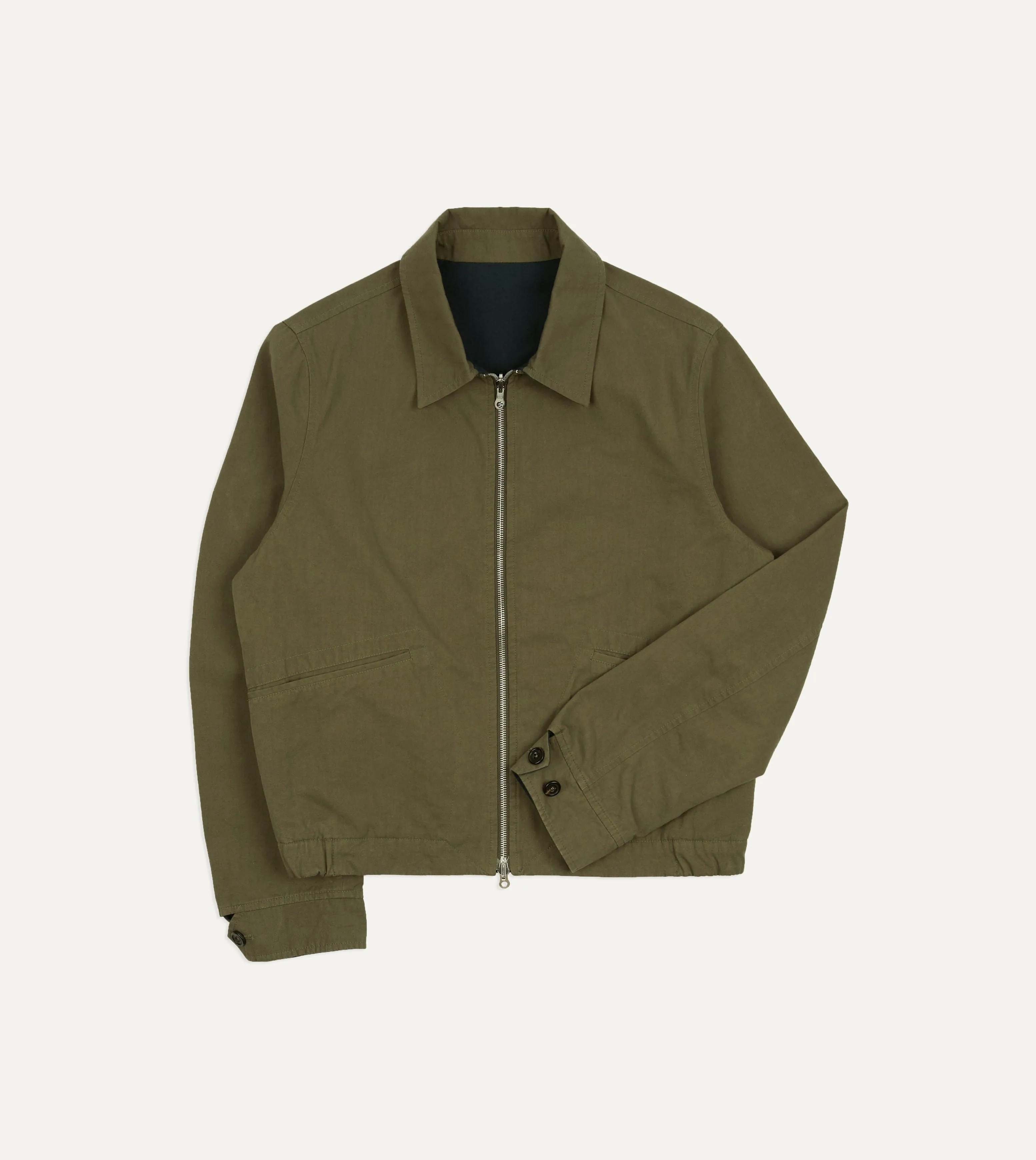 Olive and Navy Reversible Cotton Blouson Jacket sold by Drake's London
