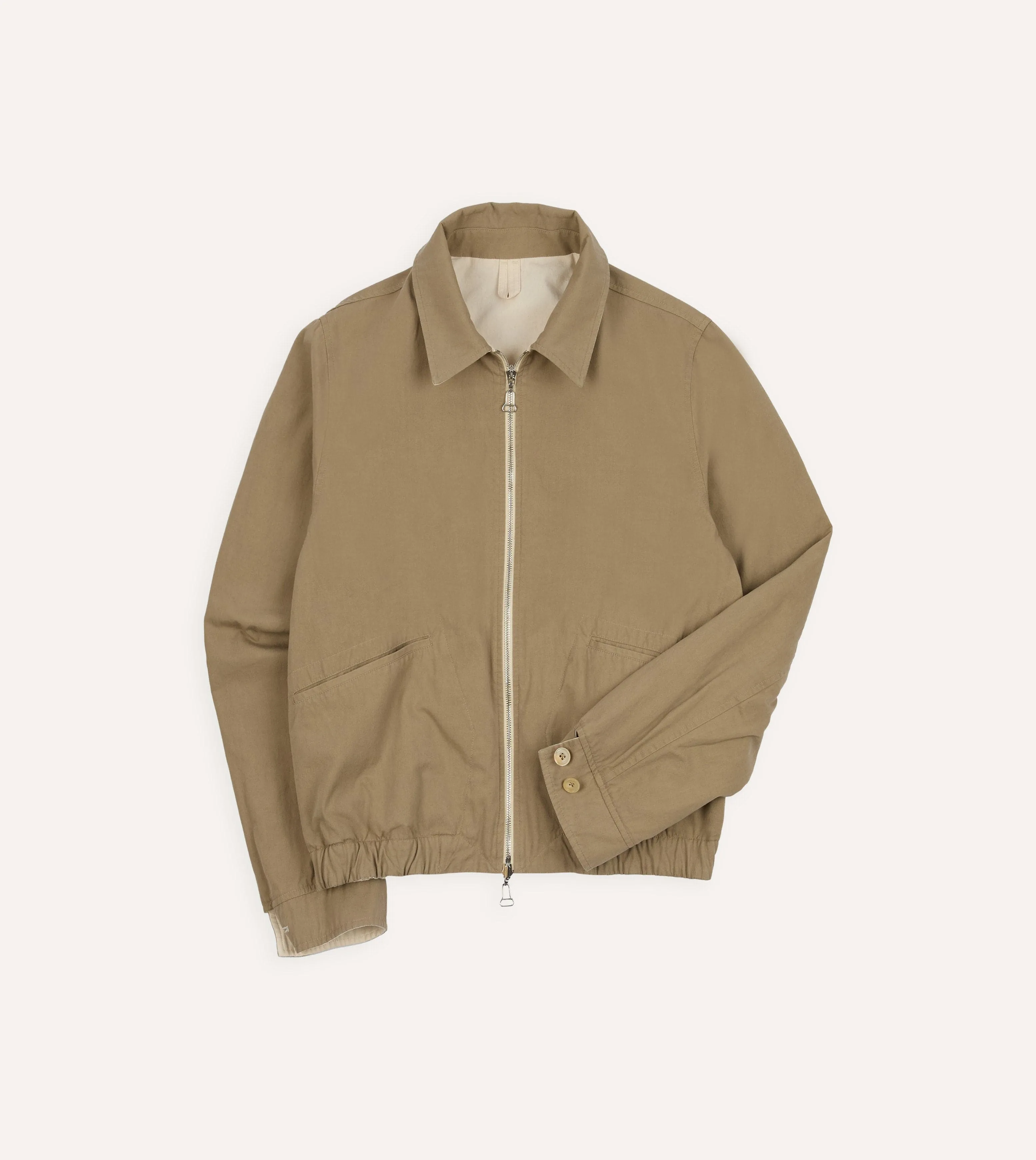 Ecru and Tan Reversible Cotton Blouson Jacket sold by Drake's London product image thumbnail 2