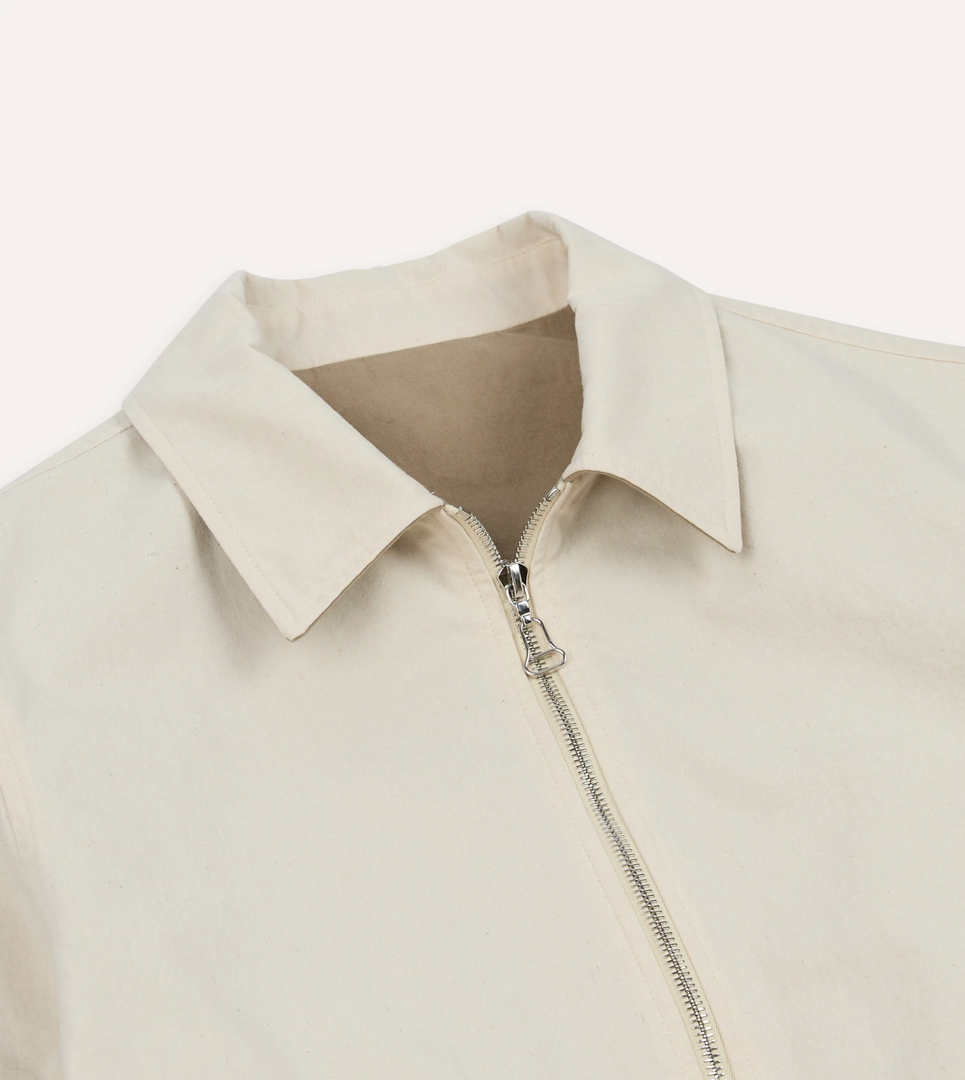 Ecru and Tan Reversible Cotton Blouson Jacket sold by Drake's London product image thumbnail 4