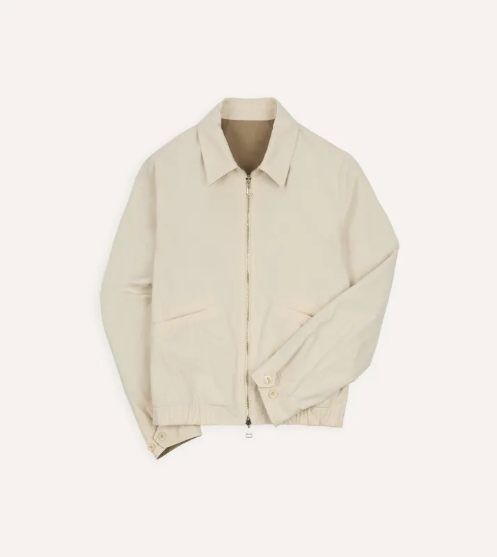 Ecru and Tan Reversible Cotton Blouson Jacket sold by Drake's London